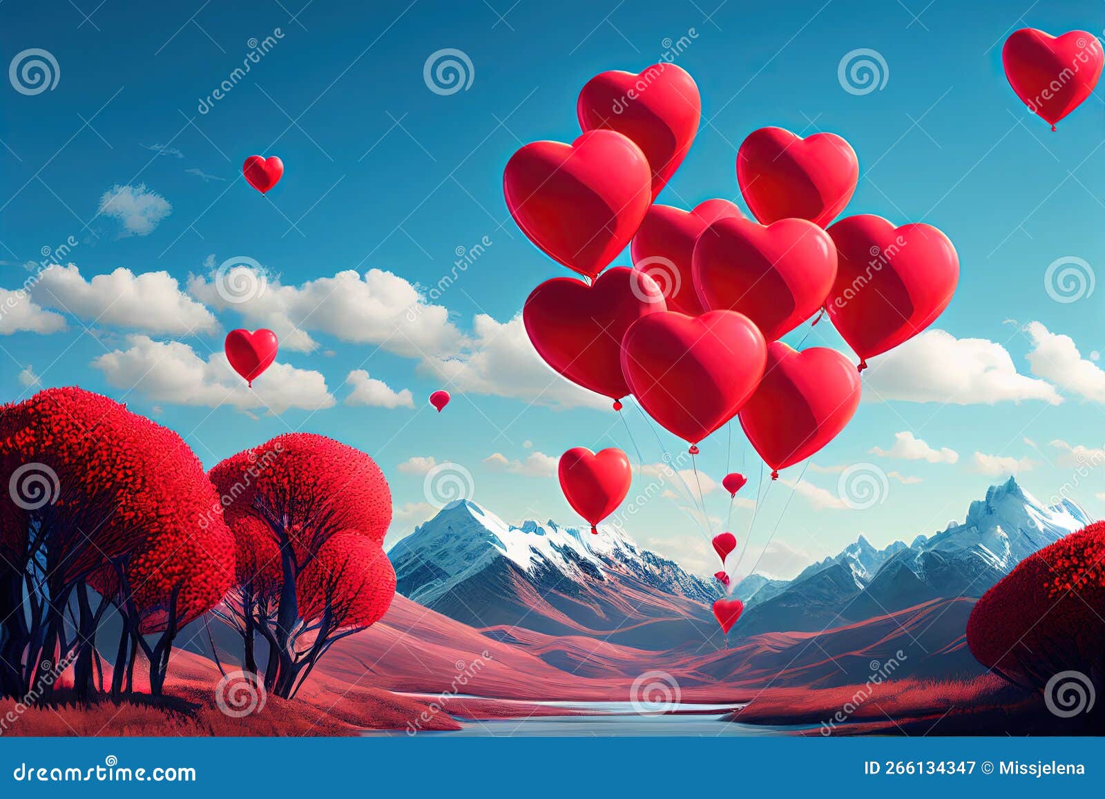 un ballon volant en forme de cœur. jour d'amour. 5558863 Art vectoriel chez  Vecteezy