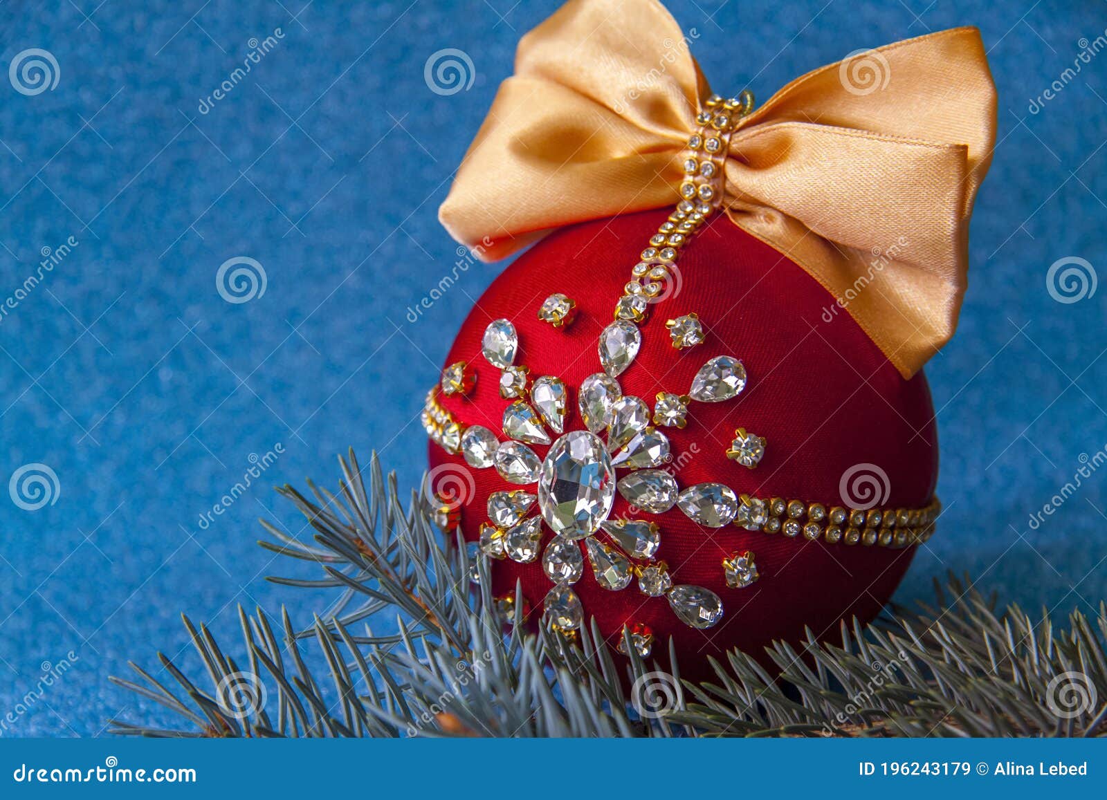 Red Ball in Rhinestones for Christmas Tree Decoration Stock Image ...