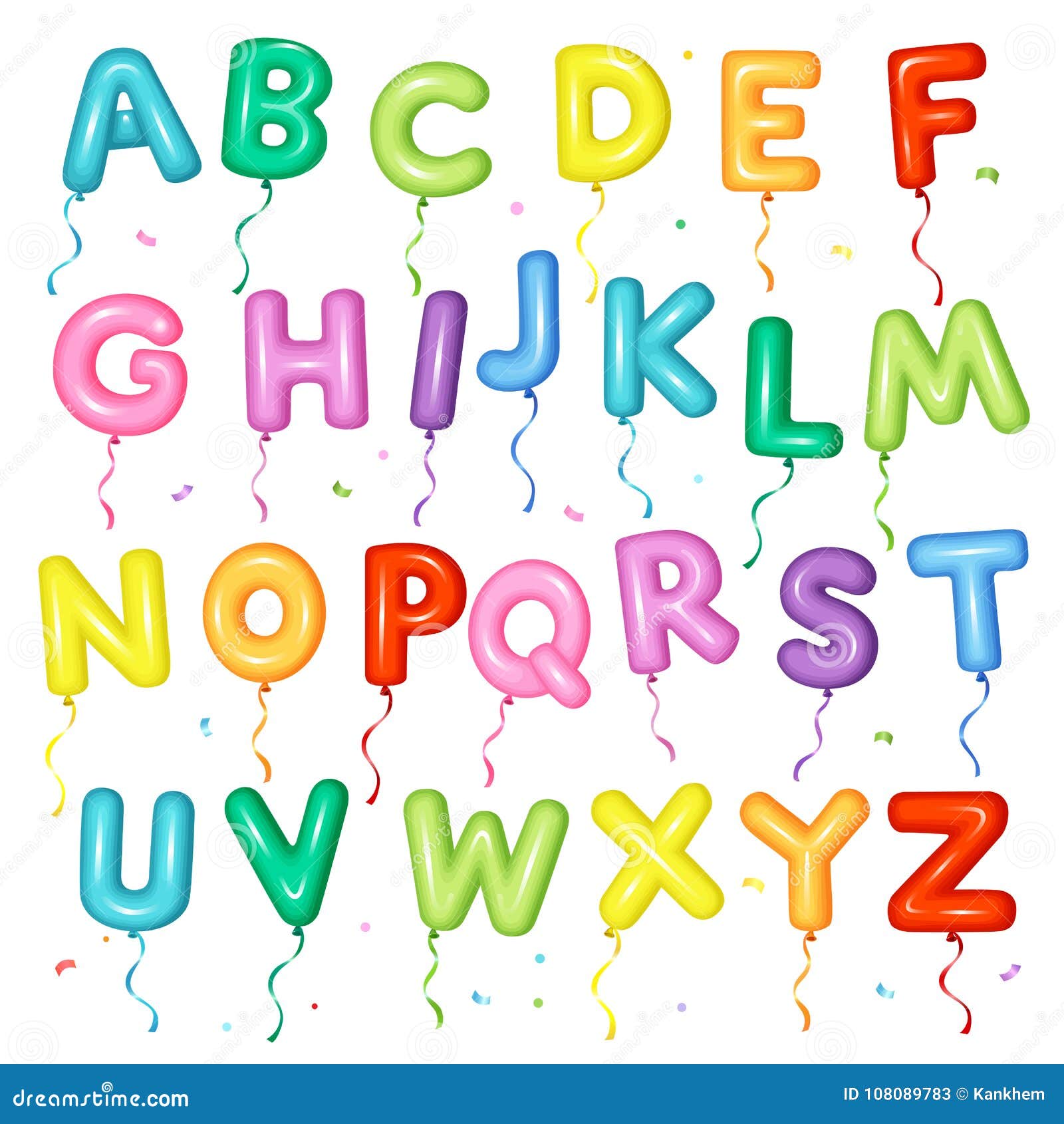 balloon colorful font for kids. letters from a to z for birthday
