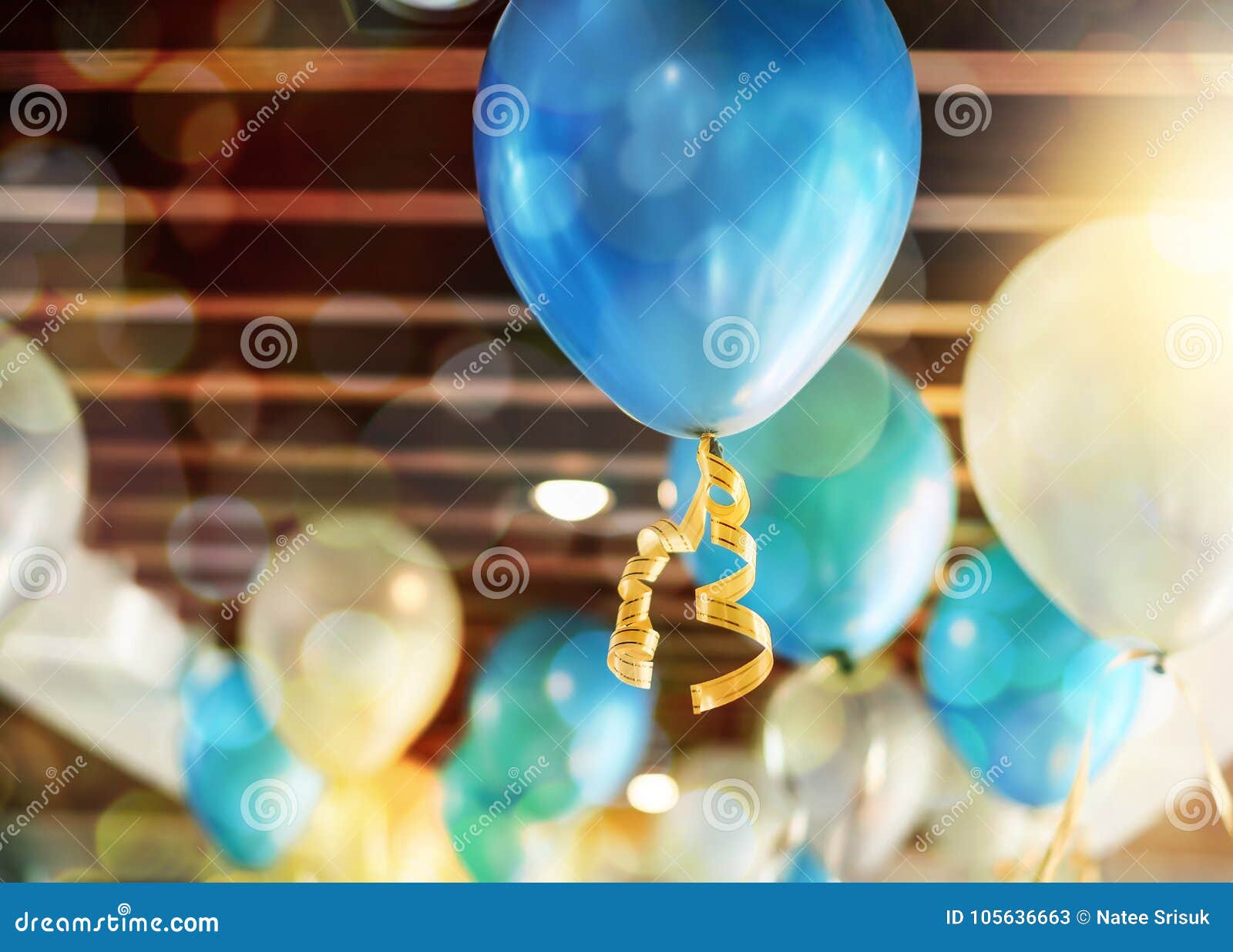 Balloon Decoration On Ceiling Stock Image Image Of Group