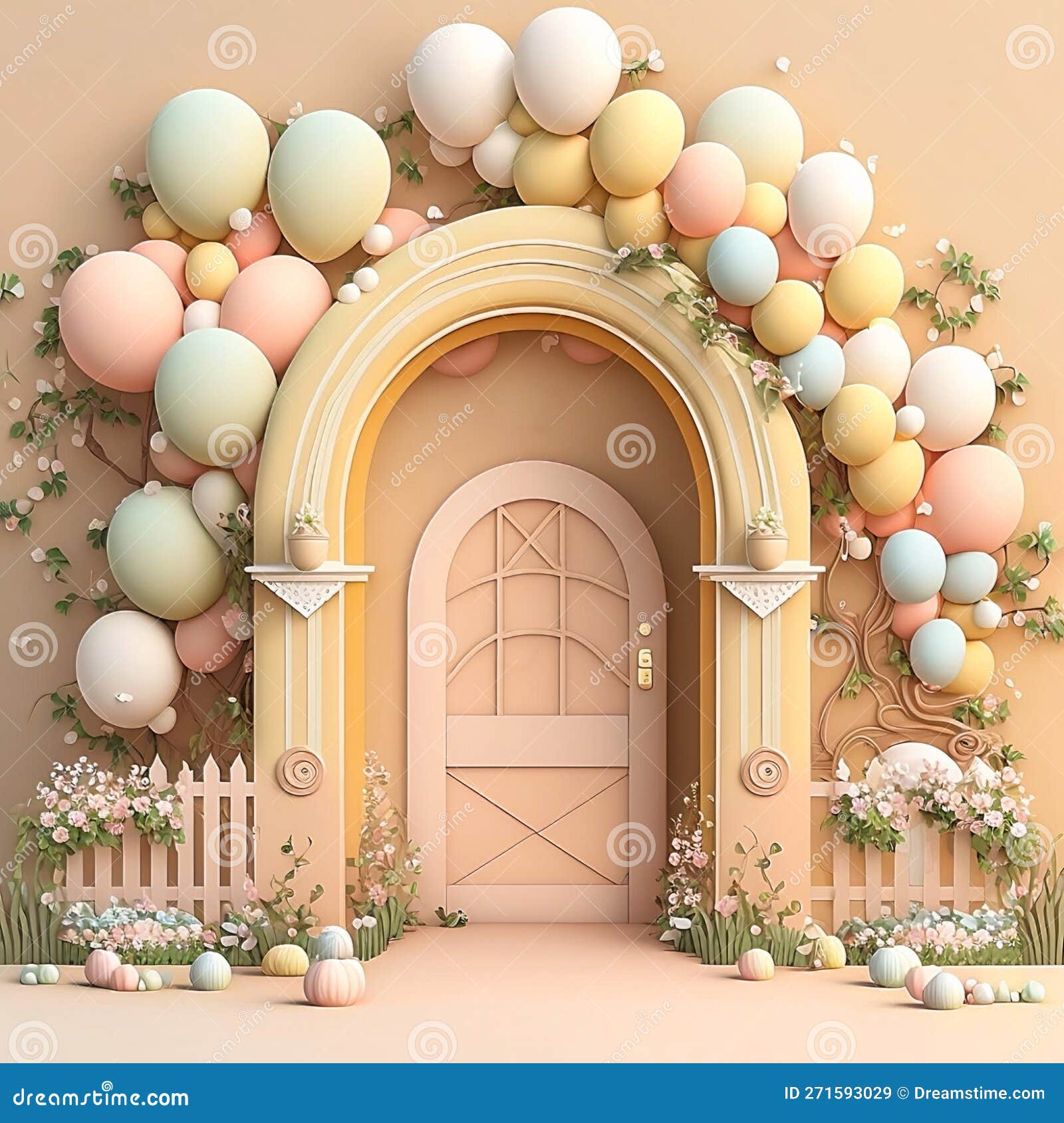 Balloon Digital Backgrounds, Easter Digital Backdrop, Spring Backdrop