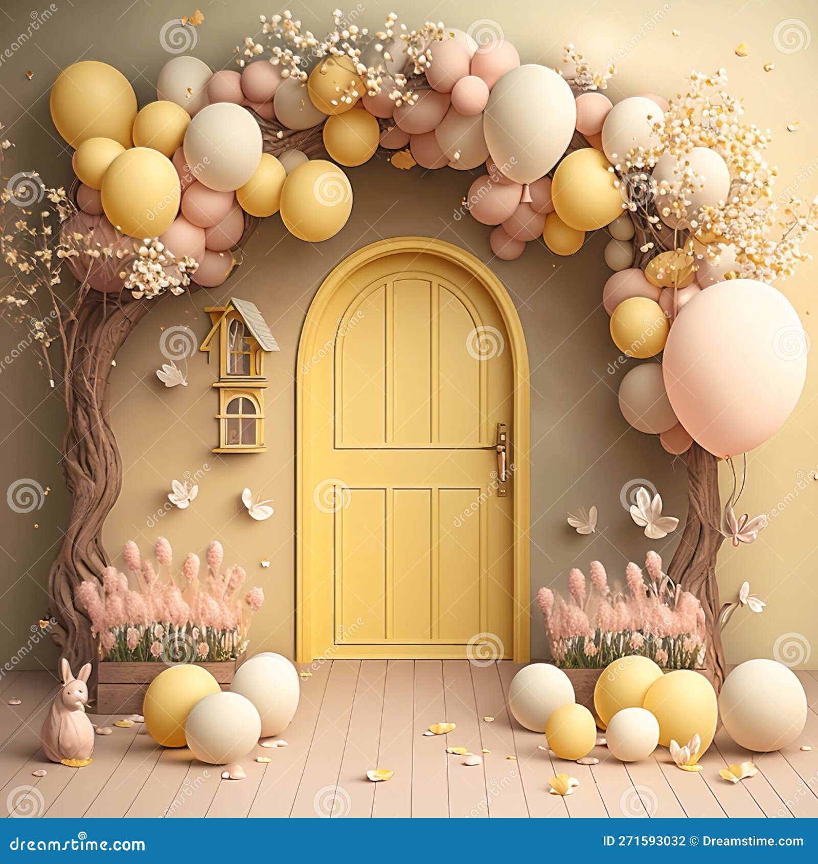 Balloon Digital Backgrounds, Easter Digital Backdrop, Spring Backdrop