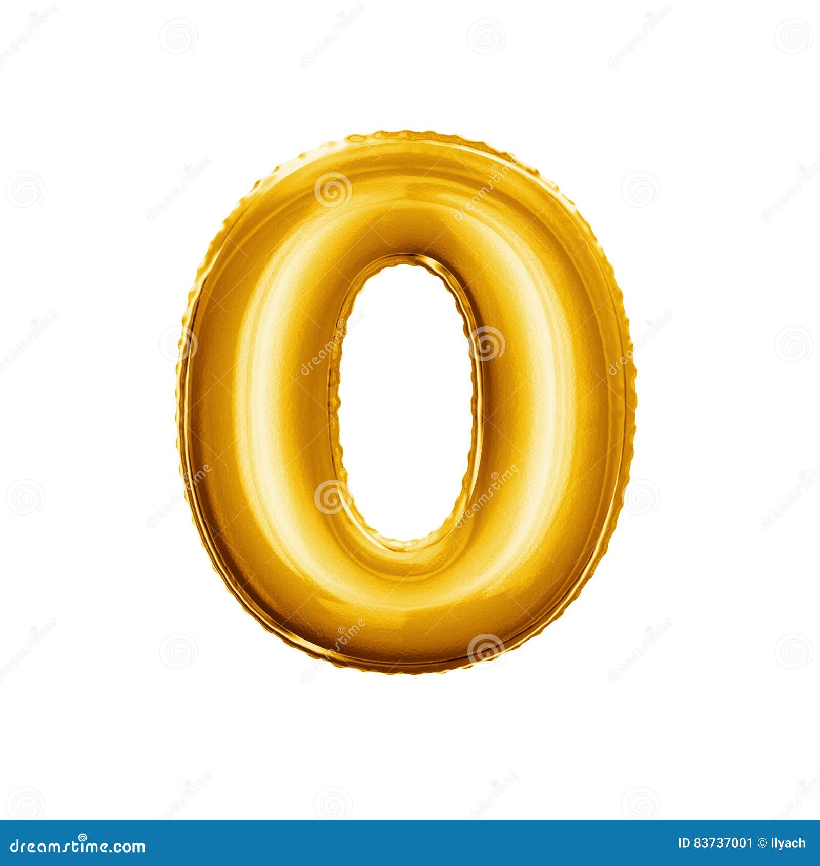 balloon number 0 zero 3d golden foil realistic alphabet
