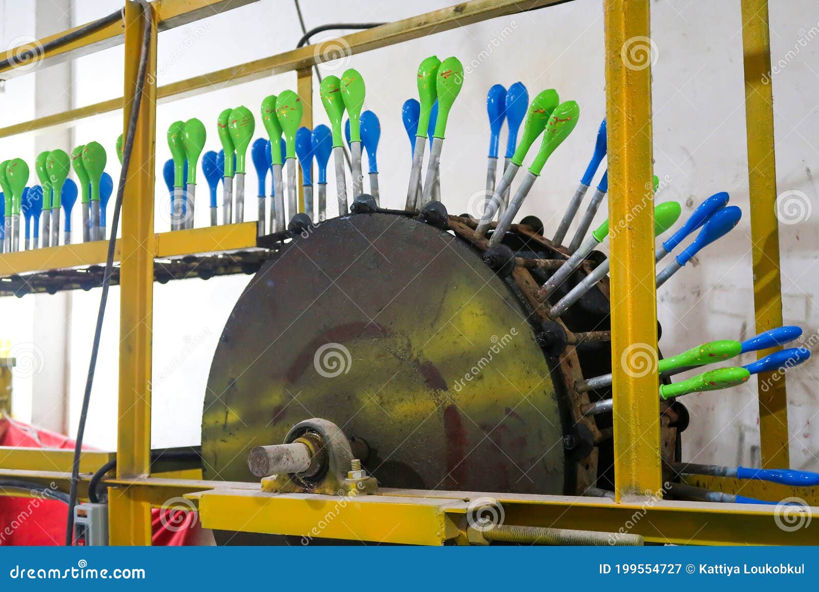 Balloon Processing Industry in the Factory. Steel Machine Editorial
