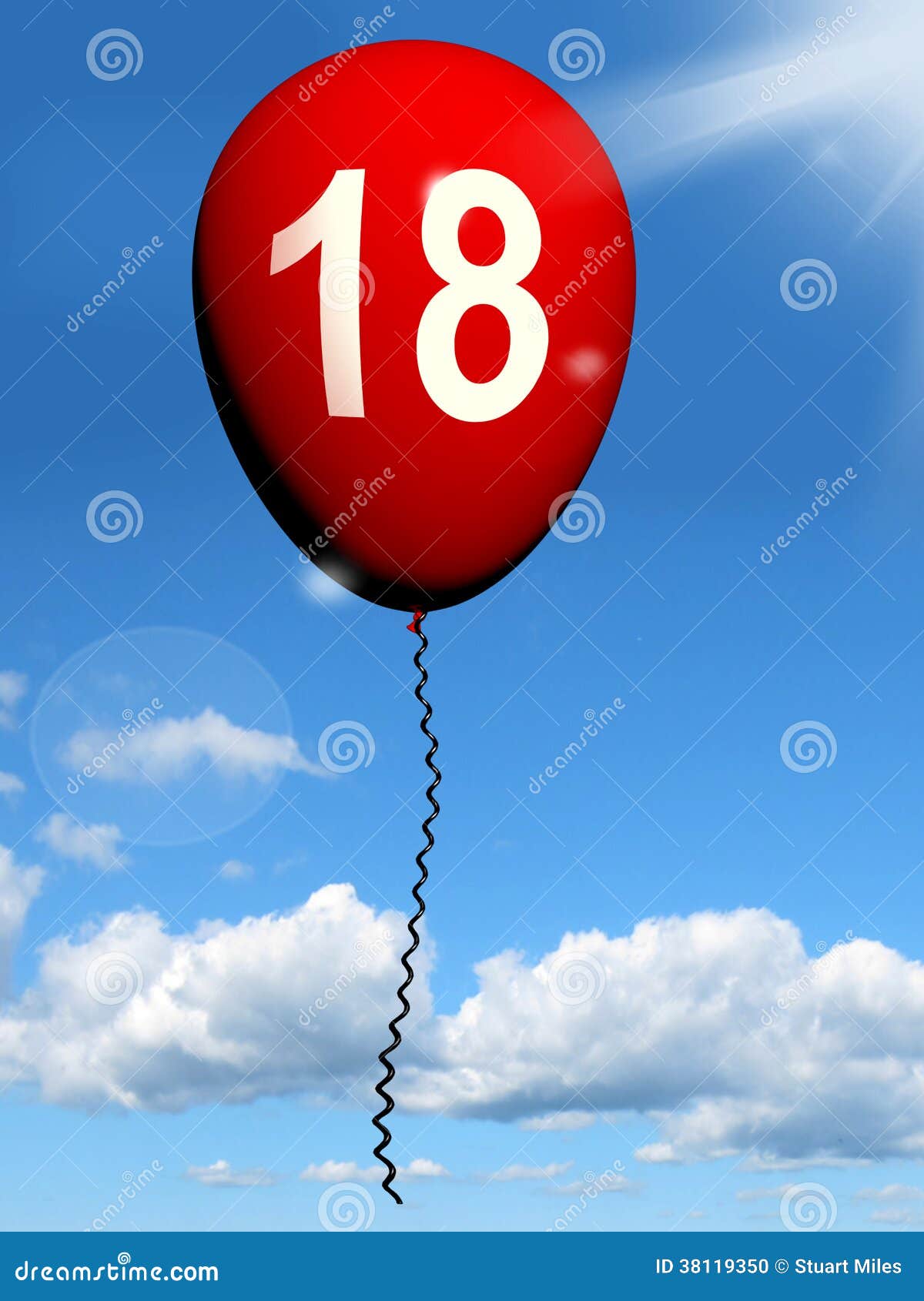 18 Balloon Represents Eighteenth Happy Birthday Stock Illustration