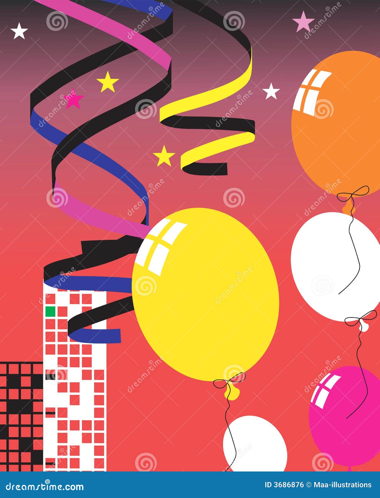 Balloon and ribbons stock vector. Illustration of time 3686876