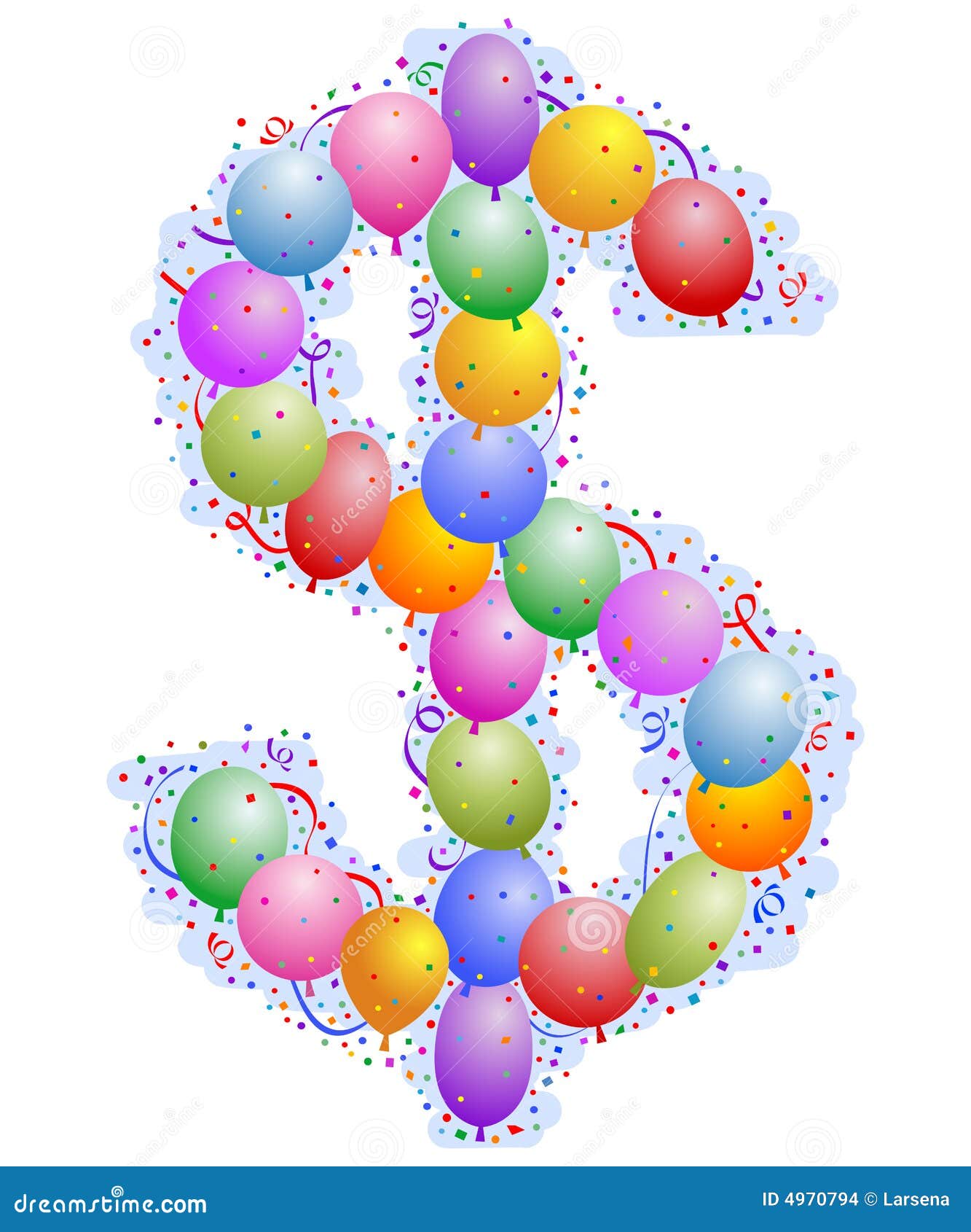 Balloons and Confetti Dollar Sing Stock Vector Illustration of