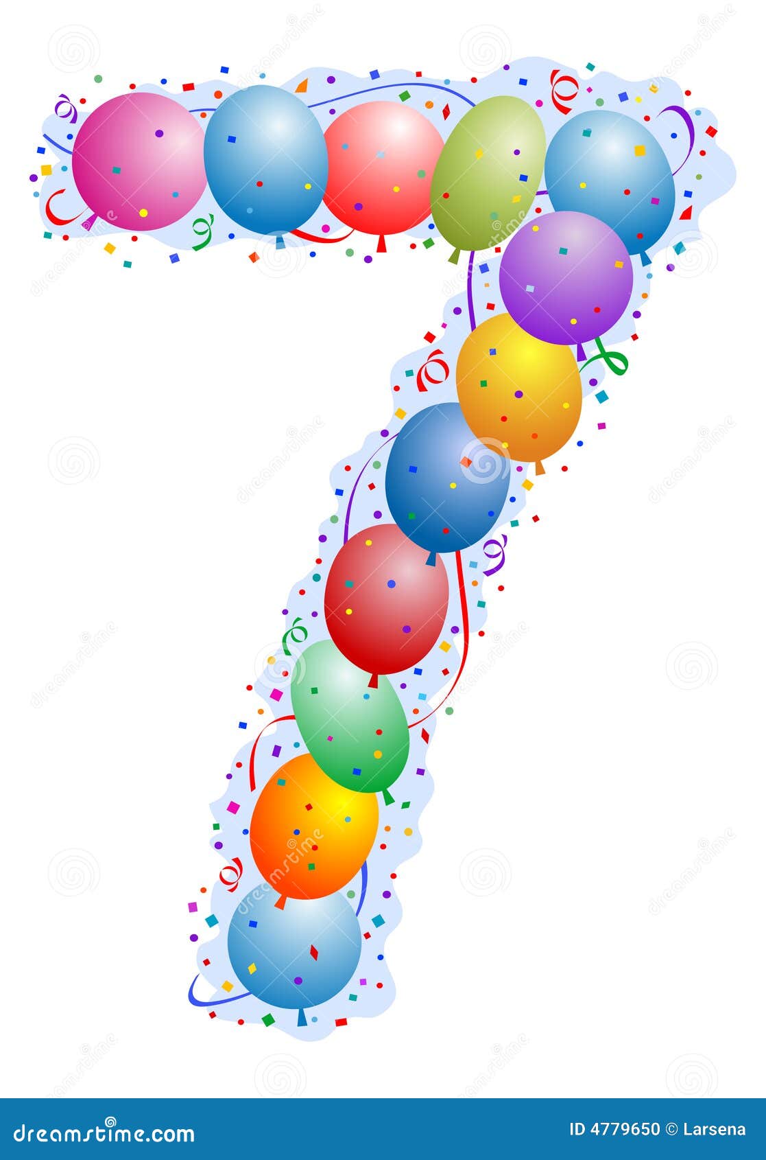 Balloons and Confetti Number 7 Stock Vector Illustration of seven
