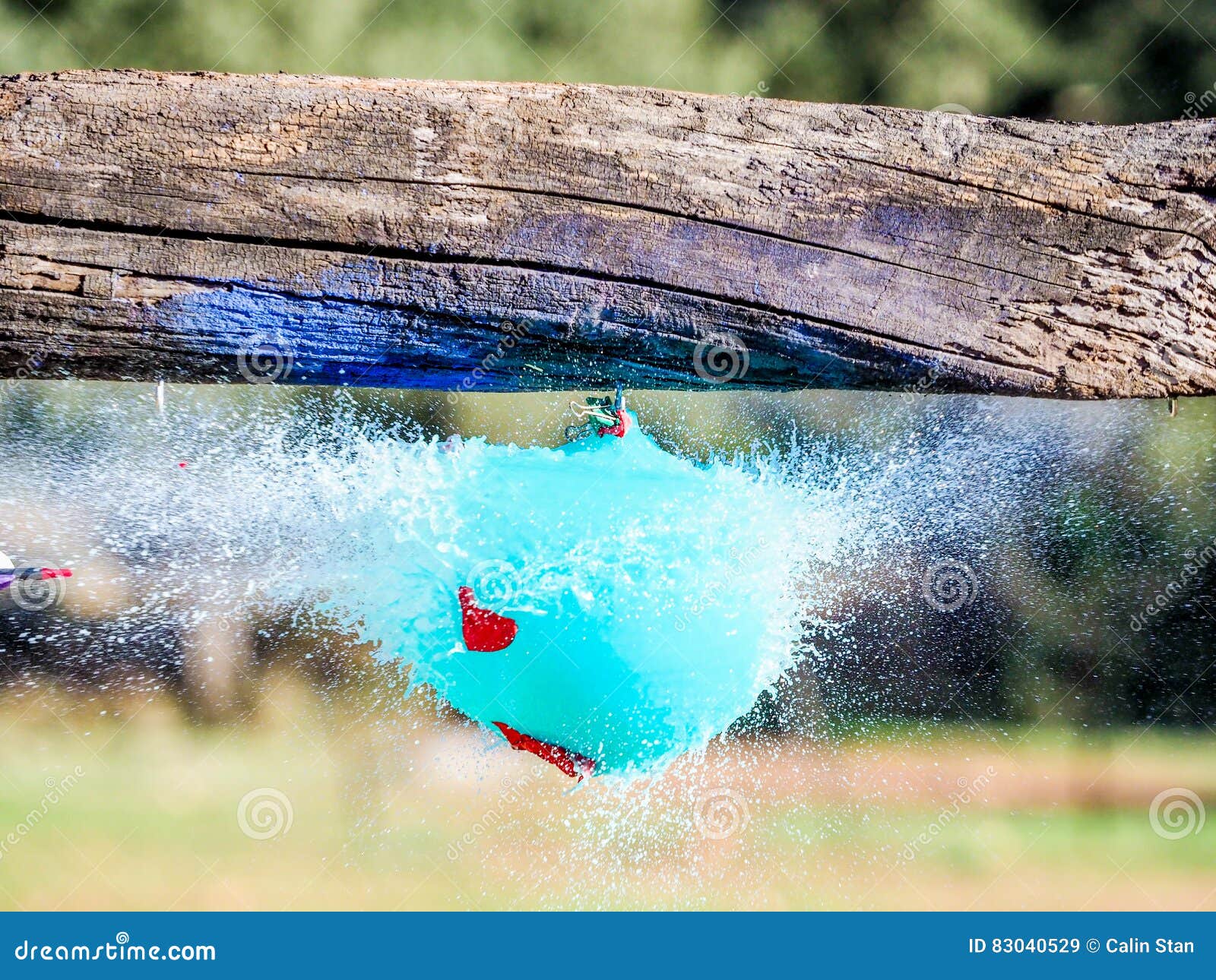 Balloons Exploding when Hit by an Arrow. Closeup Hispeed Shot Stock