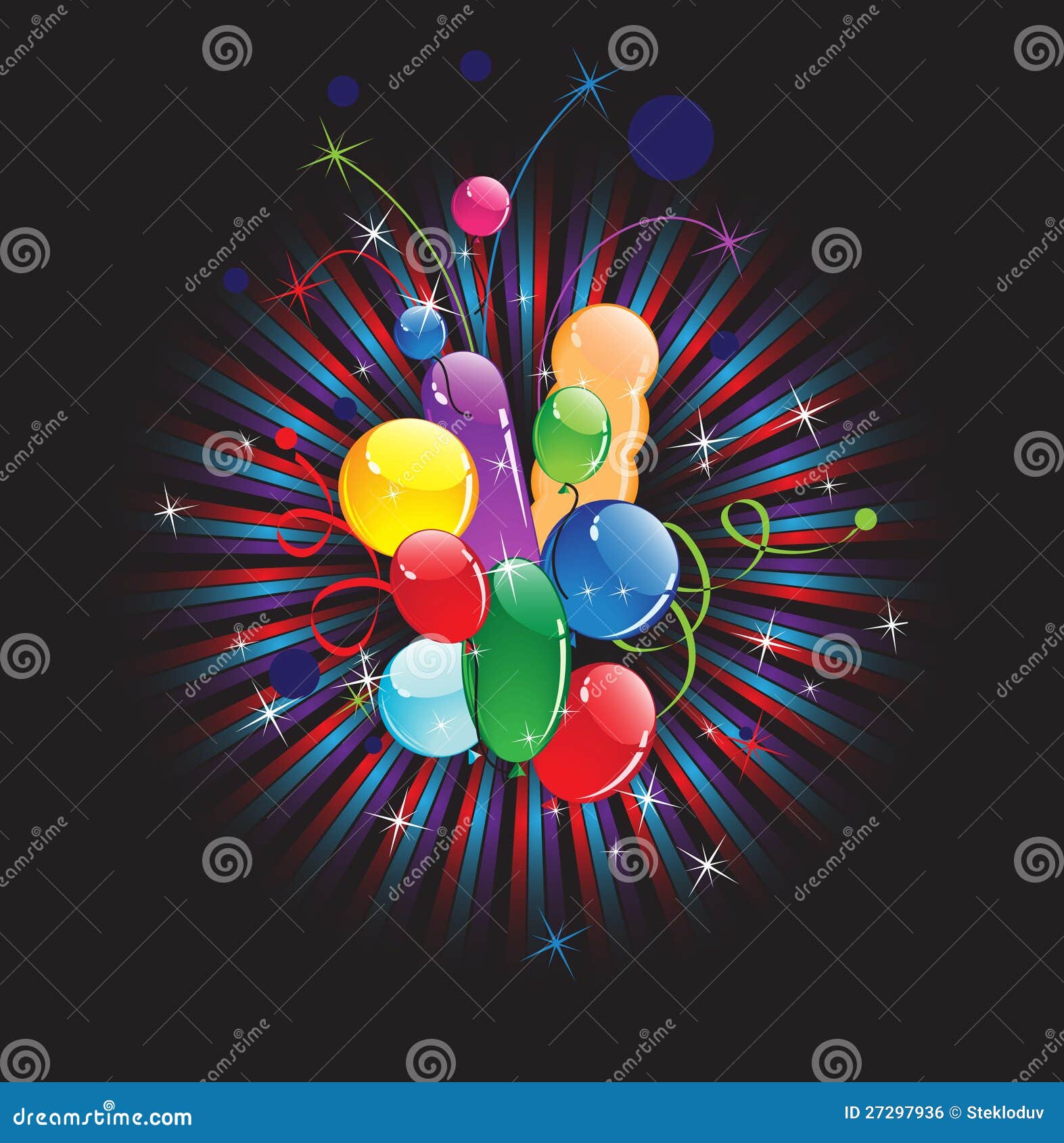 Balloons and Festive Ribbon Stock Vector Illustration of party