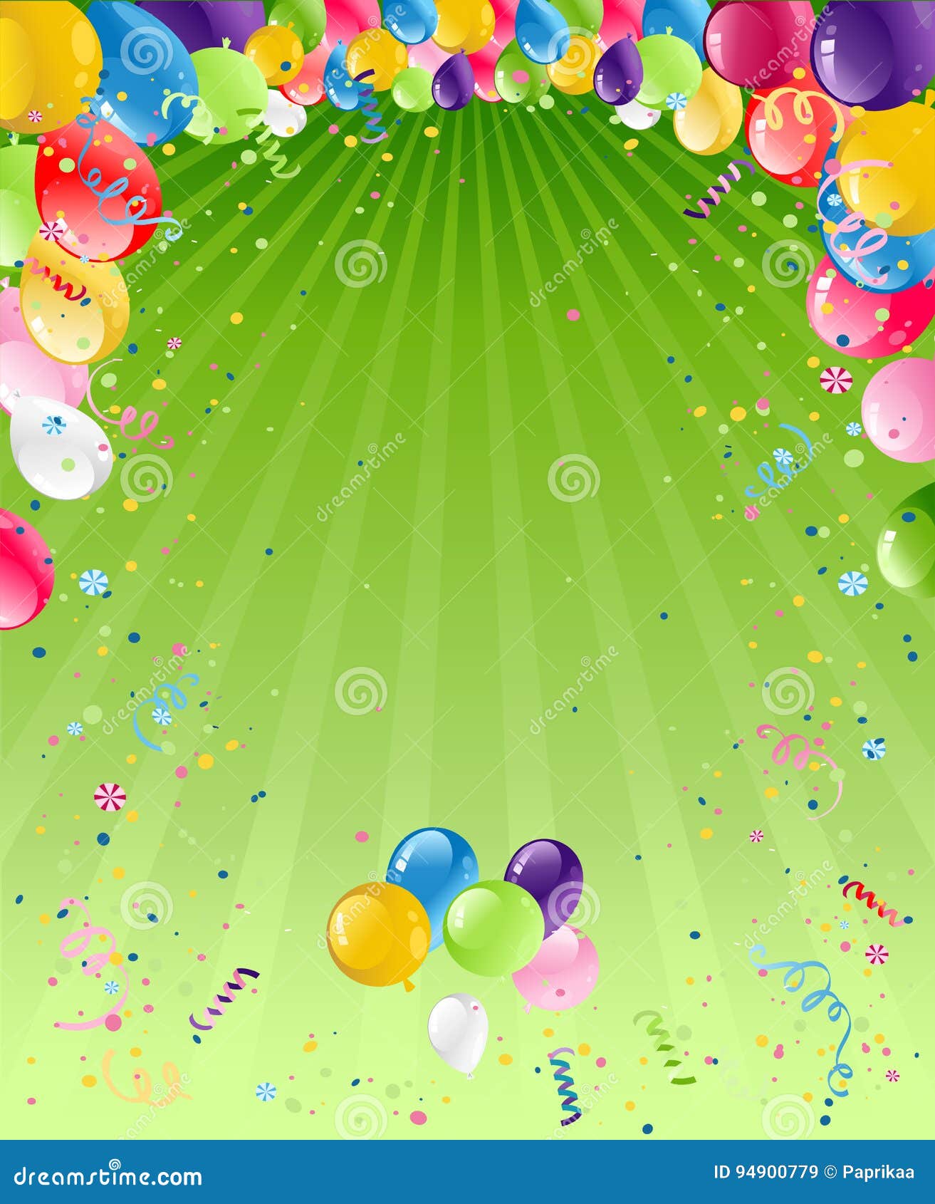 Balloons on green card stock vector. Illustration of birthday - 94900779