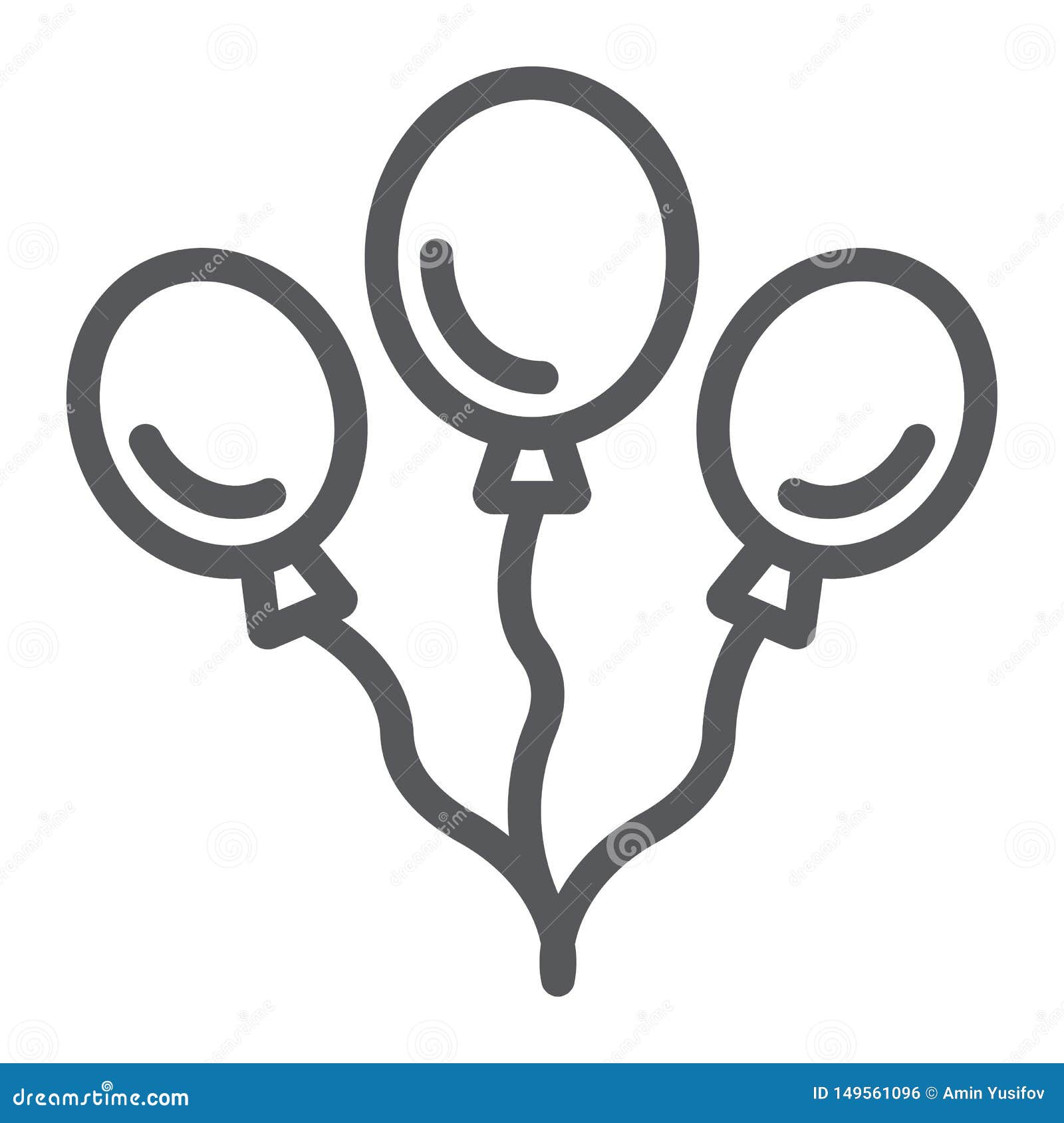 Download Balloons Line Icon, Party And Decoration, Party Baloons ...