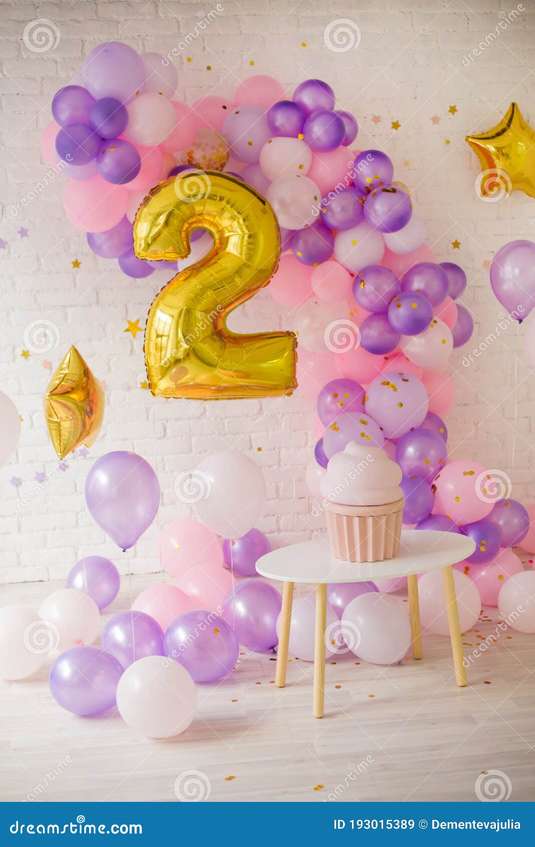 Balloons for Second Birthday for Girl Stock Image - Image of dessert,  color: 193015389