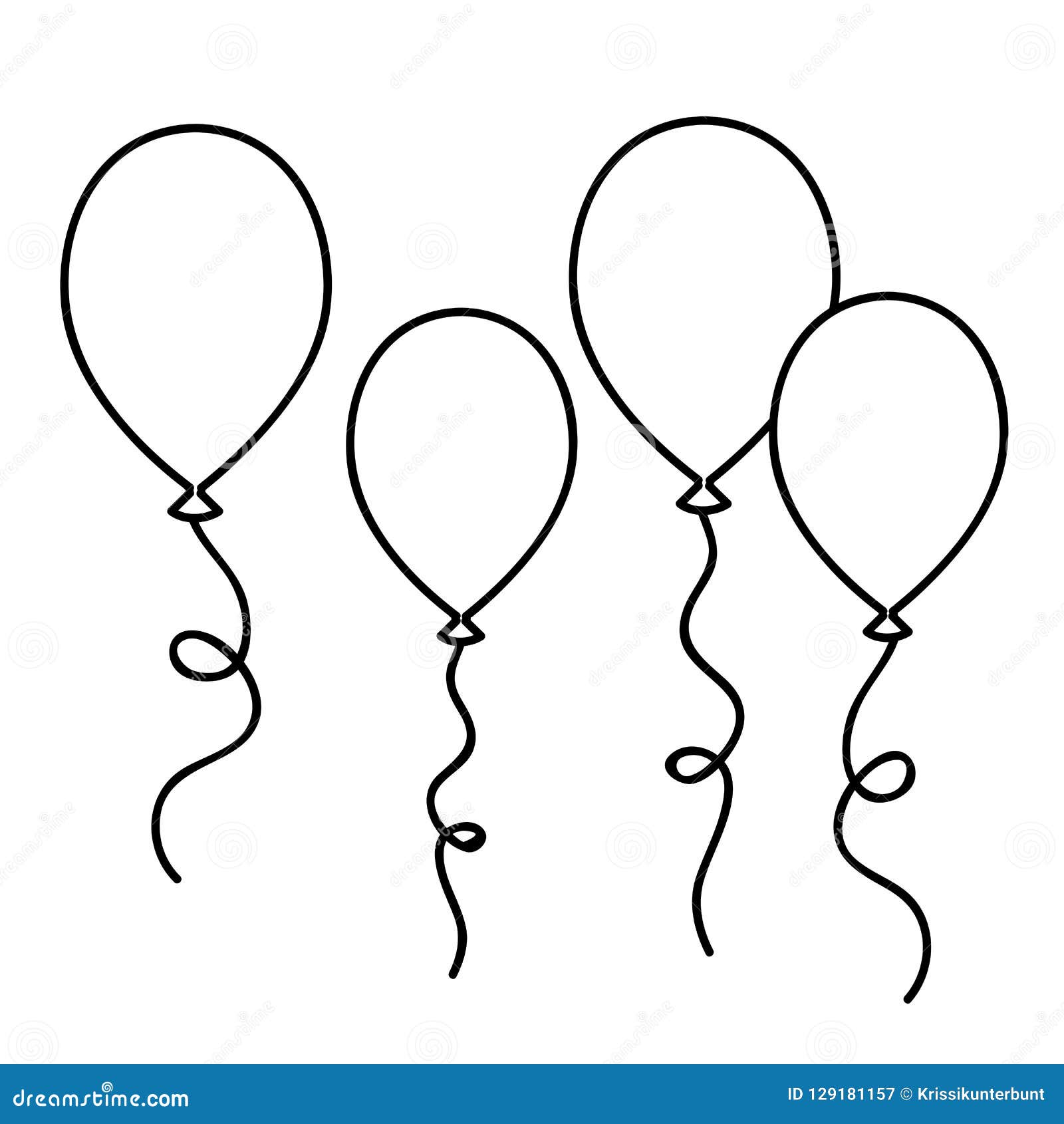 Download Balloons Simple Drawing Outline For Coloring Book Stock ...