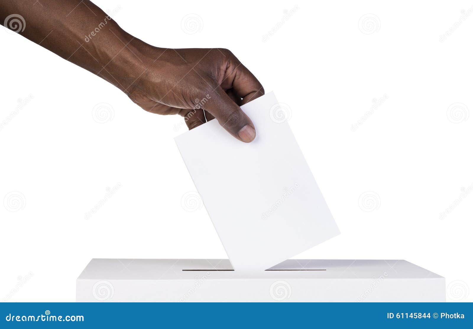 ballot box with person casting vote on blank voting slip