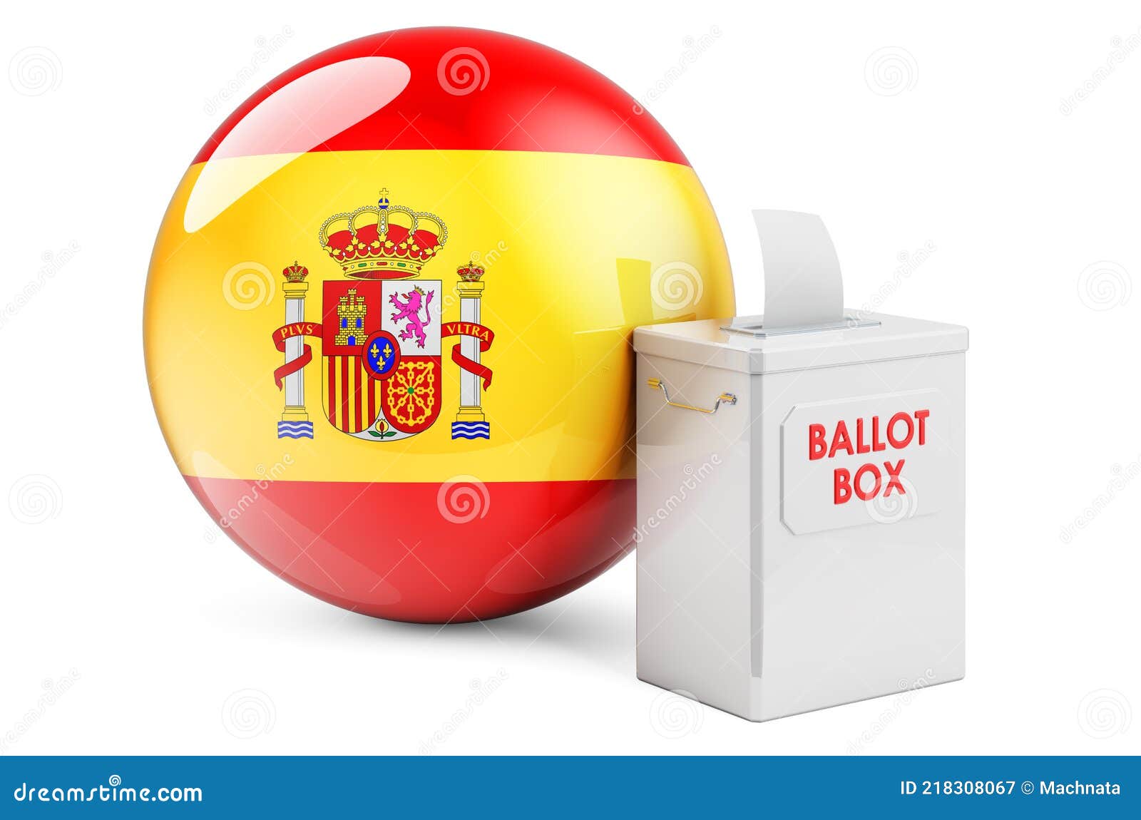 Ballot Box with Spanish Flag. Election in Spain Stock Illustration