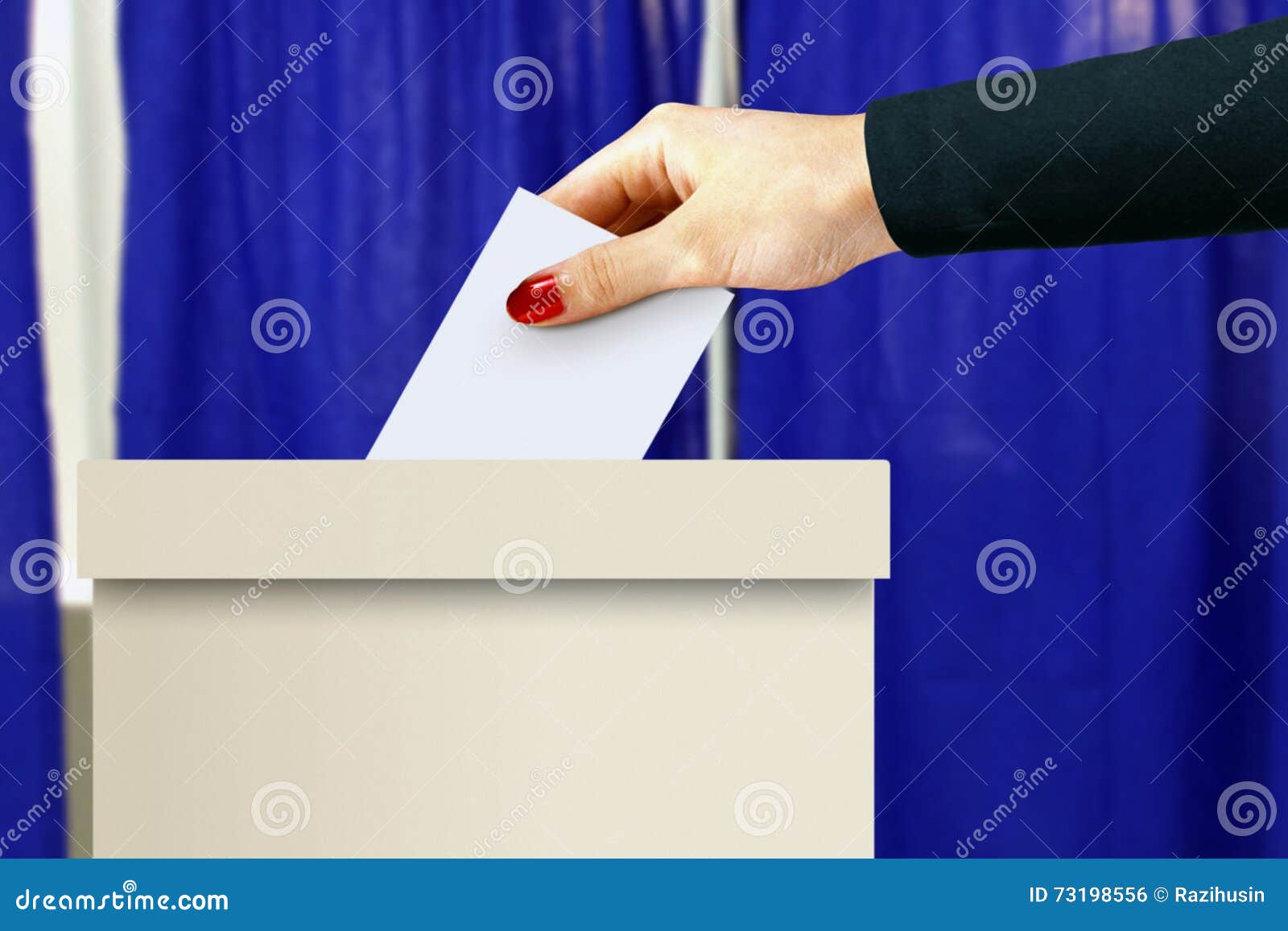 ballot box with women hand casting vote