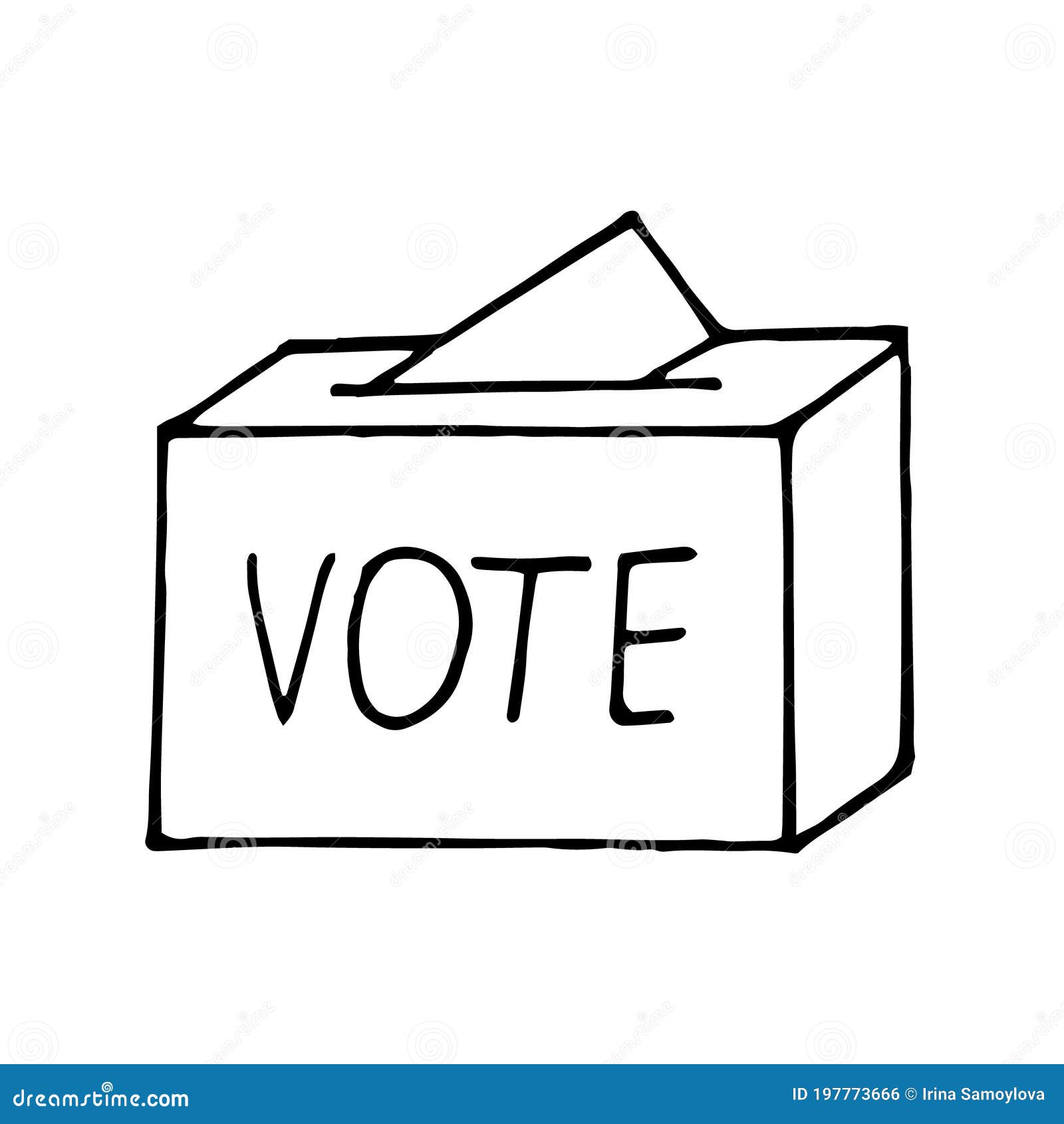 Sketch of hand putting vote bulletin into ballot box . Election concept  sign, vector illustration Stock Vector | Adobe Stock