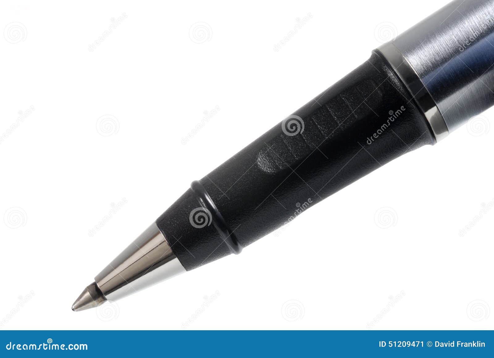 Ballpoint Pen Stainless Steel Close Up Writing Angle Isolated Stock