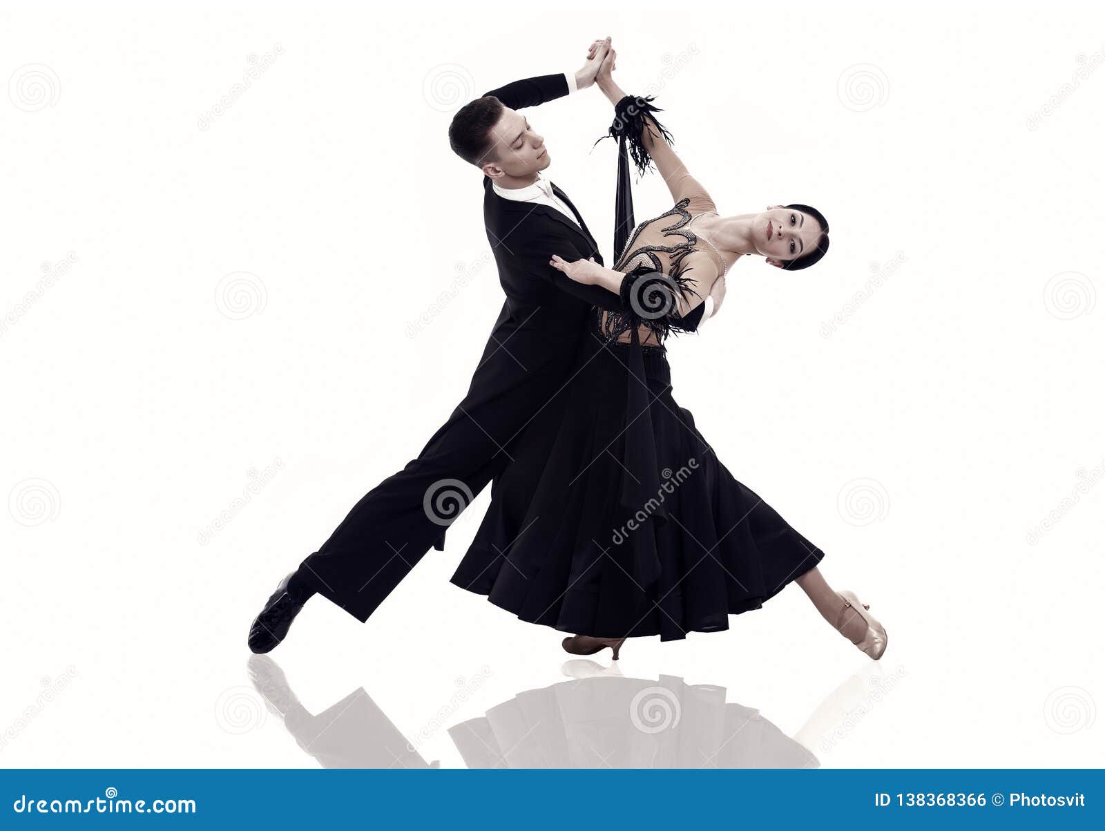 The Young Dance Ballroom Couple In Gold Dress Dancing In Sensual Pose On  Studio Background. Professional Dancers Dancing Tango. Ballroom Dance  Concept. Human Emotions - Love And Passion Stock Photo, Picture and
