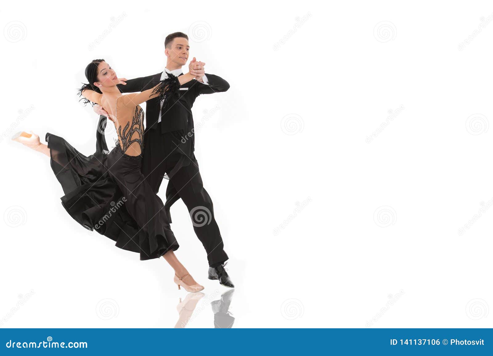 ballroom dance couple in a dance pose  on white