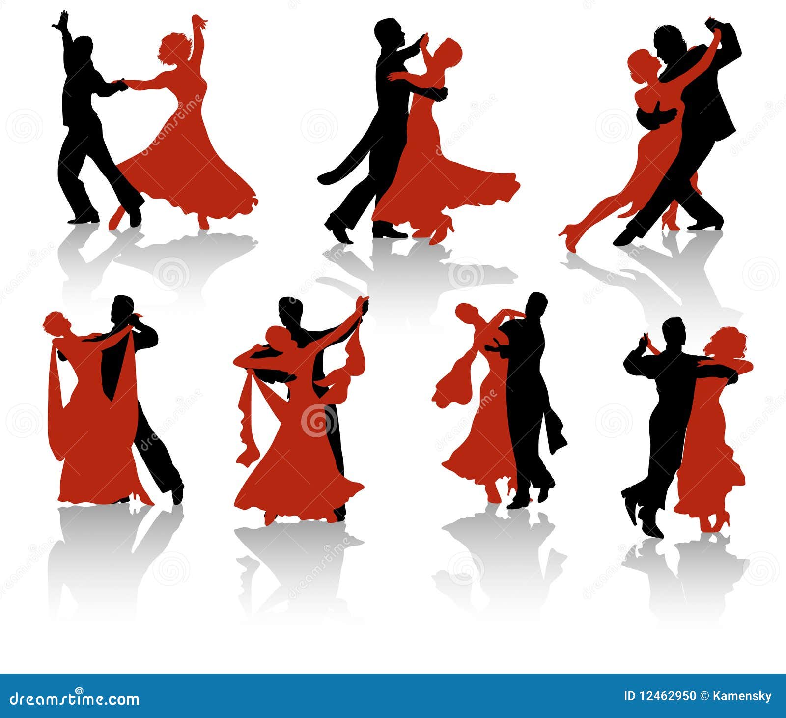 Ballroom Dancers Silhouette Stock Vector Illustration Of