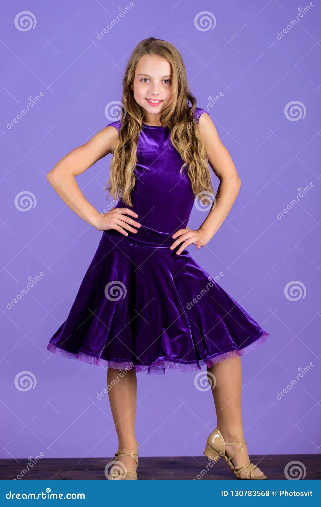 Ballroom Fashion. Girl Child Wear Velvet Violet Dress. Clothes for Ballroom  Dance Stock Photo - Image of cheerful, little: 130783568