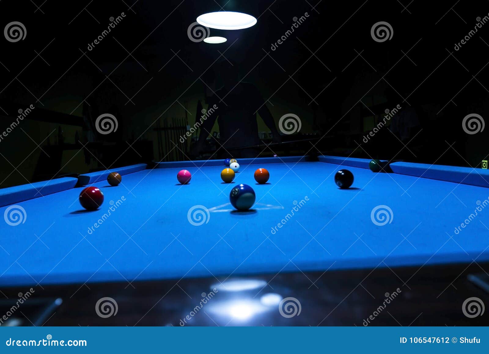 Initial Kick at the Billiard Pool Table Stock Photo Image of
