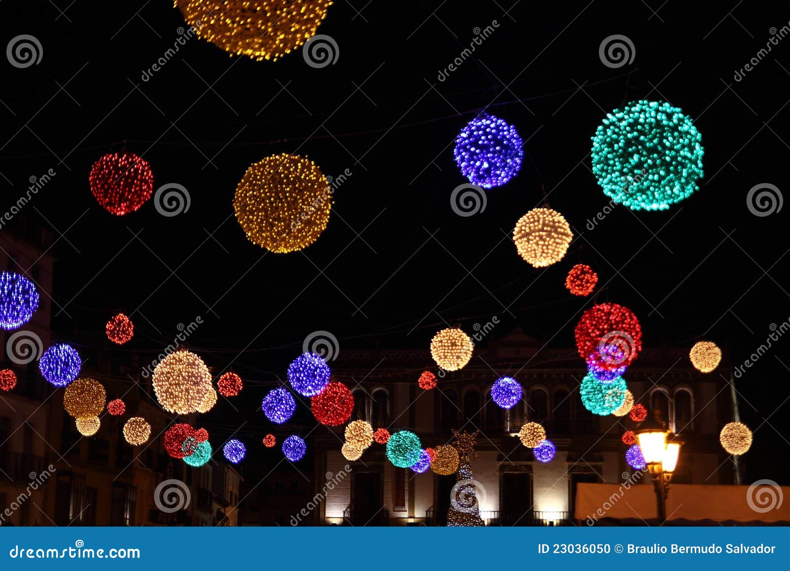 Balls of Christmas lights. stock photo. Image of stained 23036050