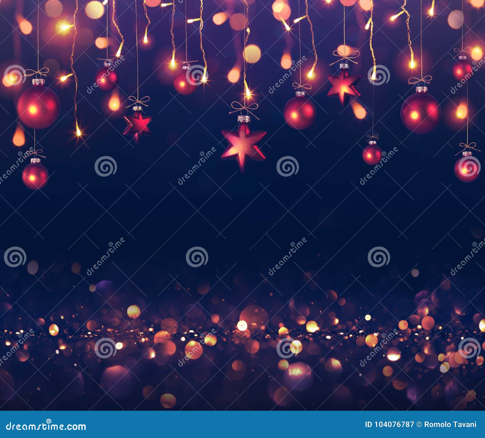 Balls and Christmas Lights Hanging Stock Image Image of bulb, string