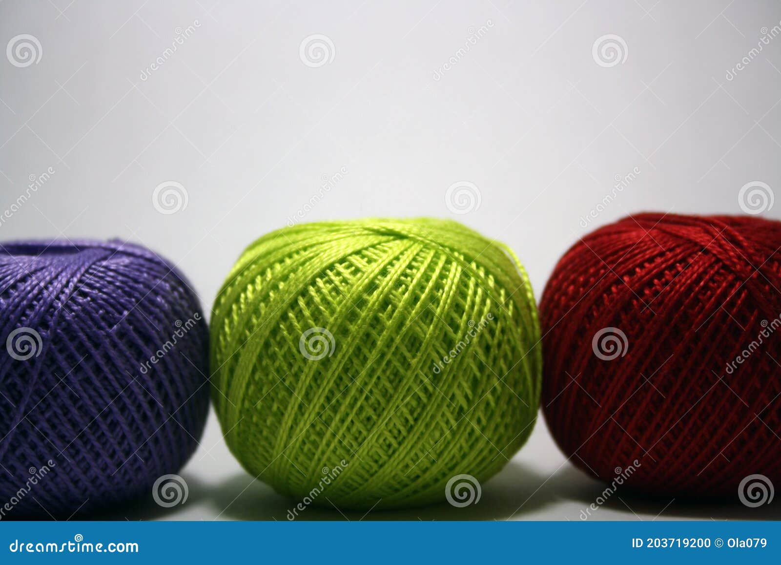 Balls of Colored Yarn on White Background Stock Photo Image of