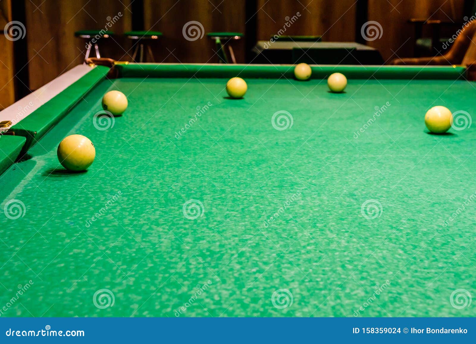 Balls on the Green Cloth. Russian Billiard Stock Photo Image of club