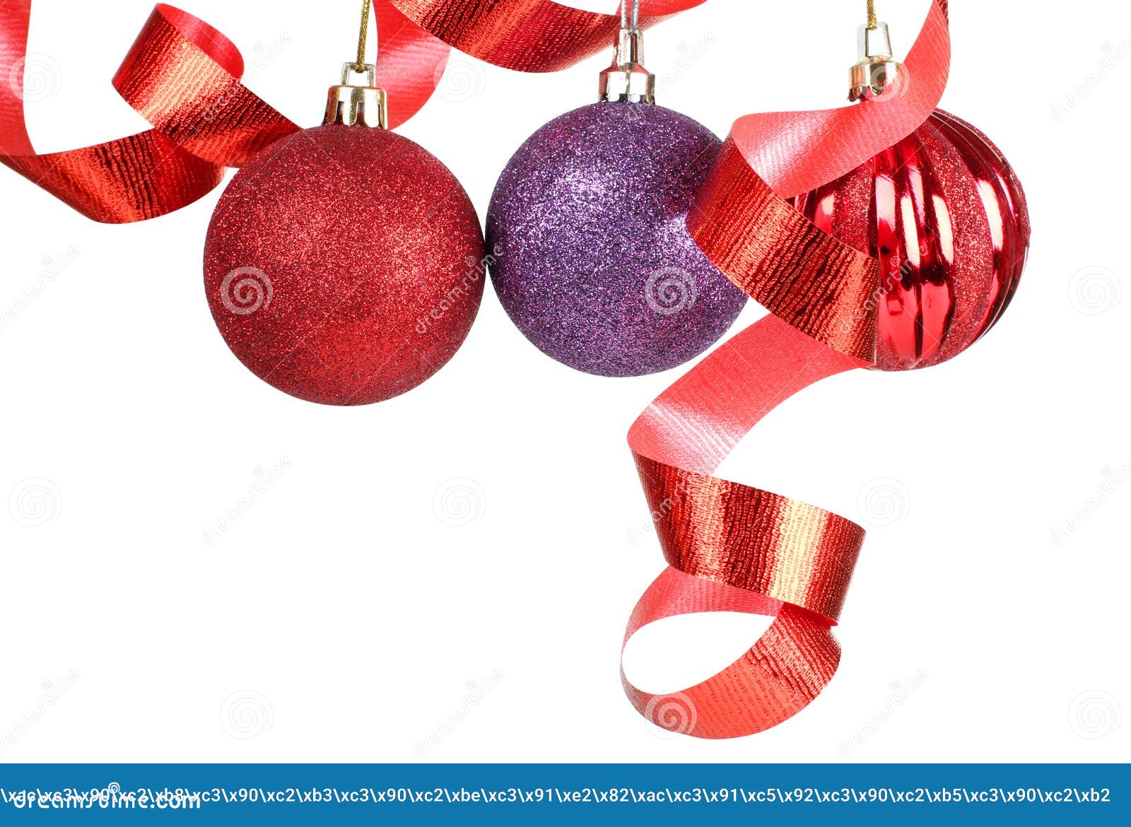 Balls and red ribbons stock image. Image of bright, season - 21891875