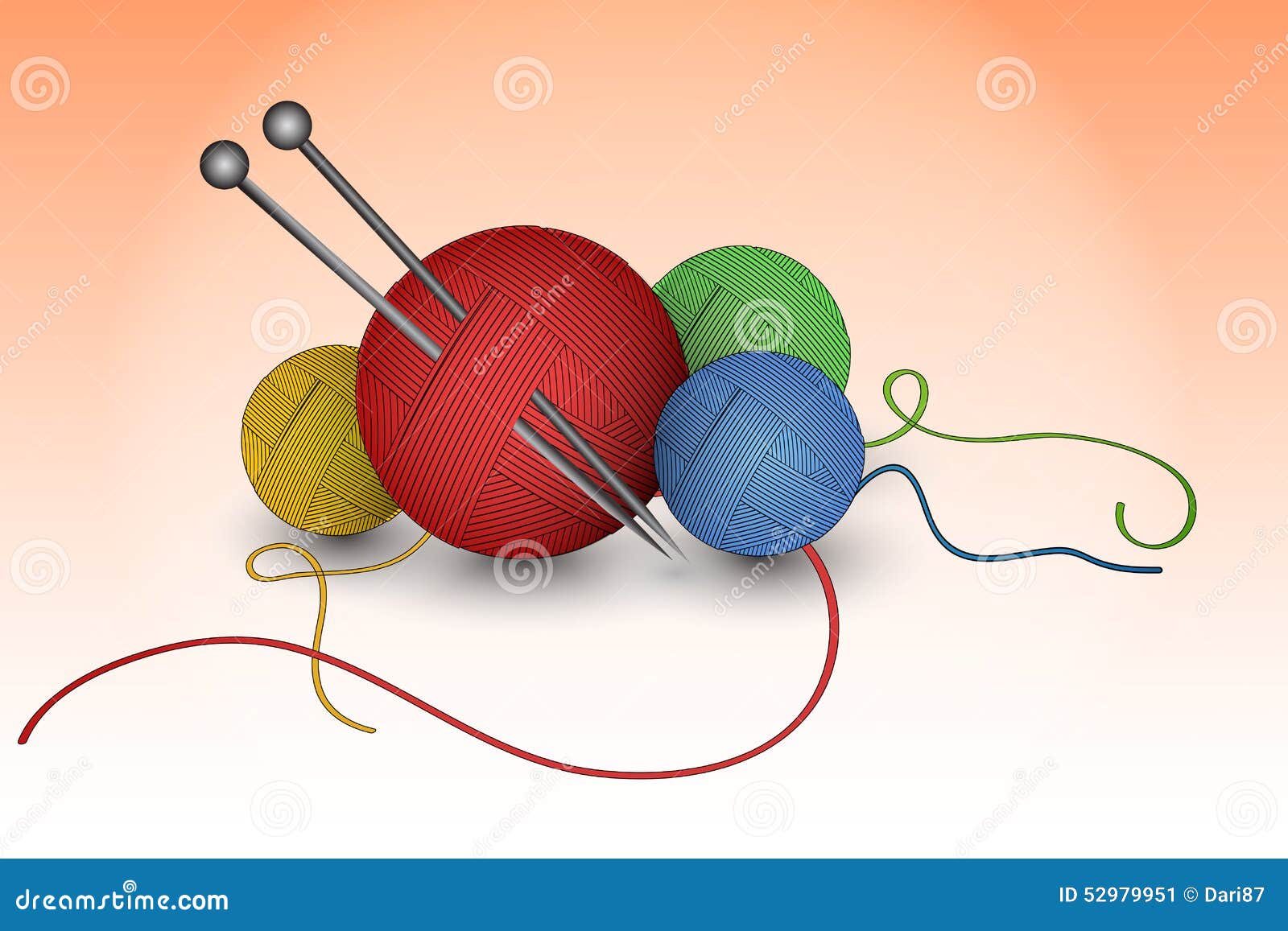 Balls of wool stock vector. Illustration of thread, handmade - 52979951