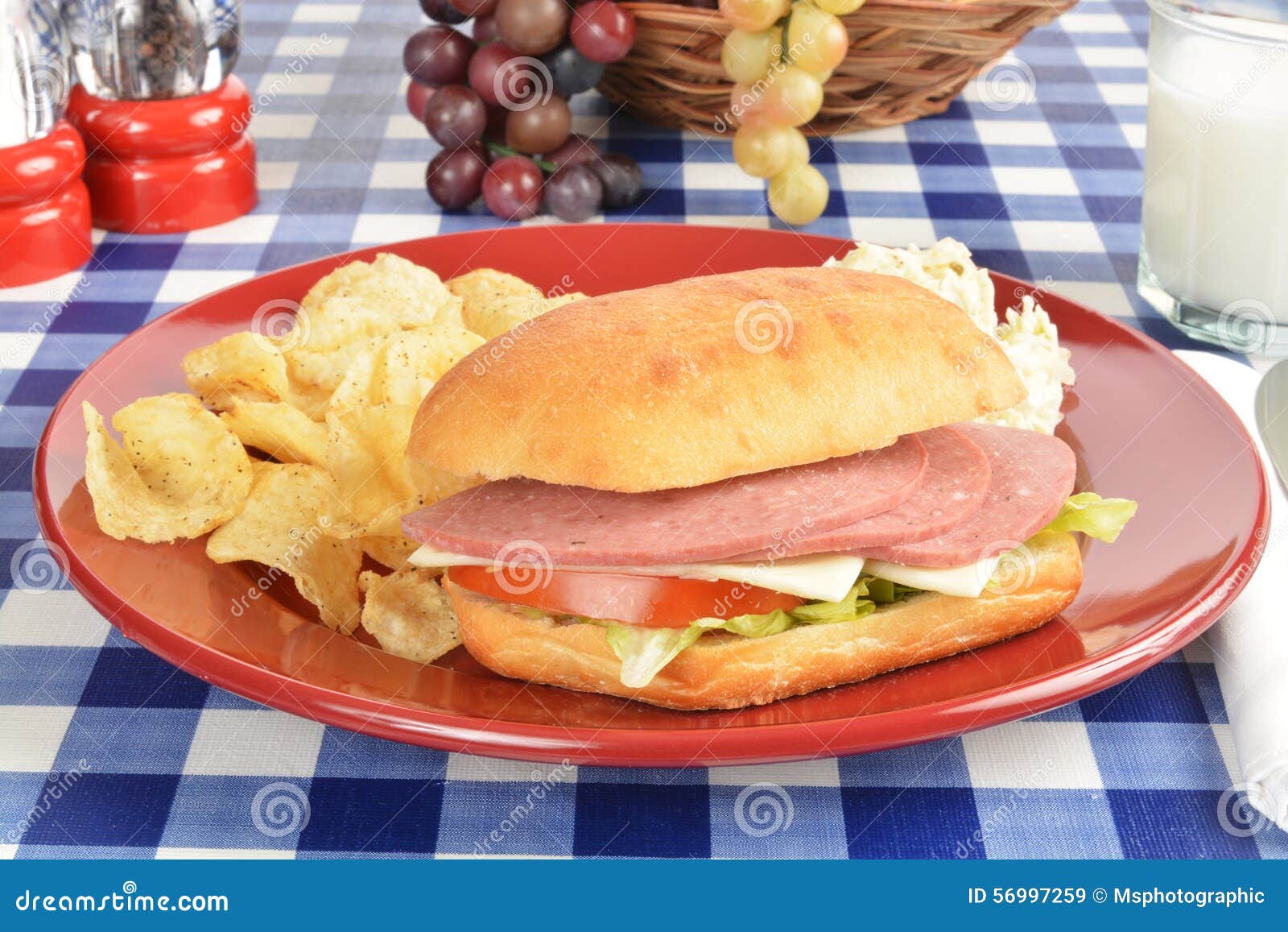 Baloney sandwich stock image. Image of table, ciabatta 56997259