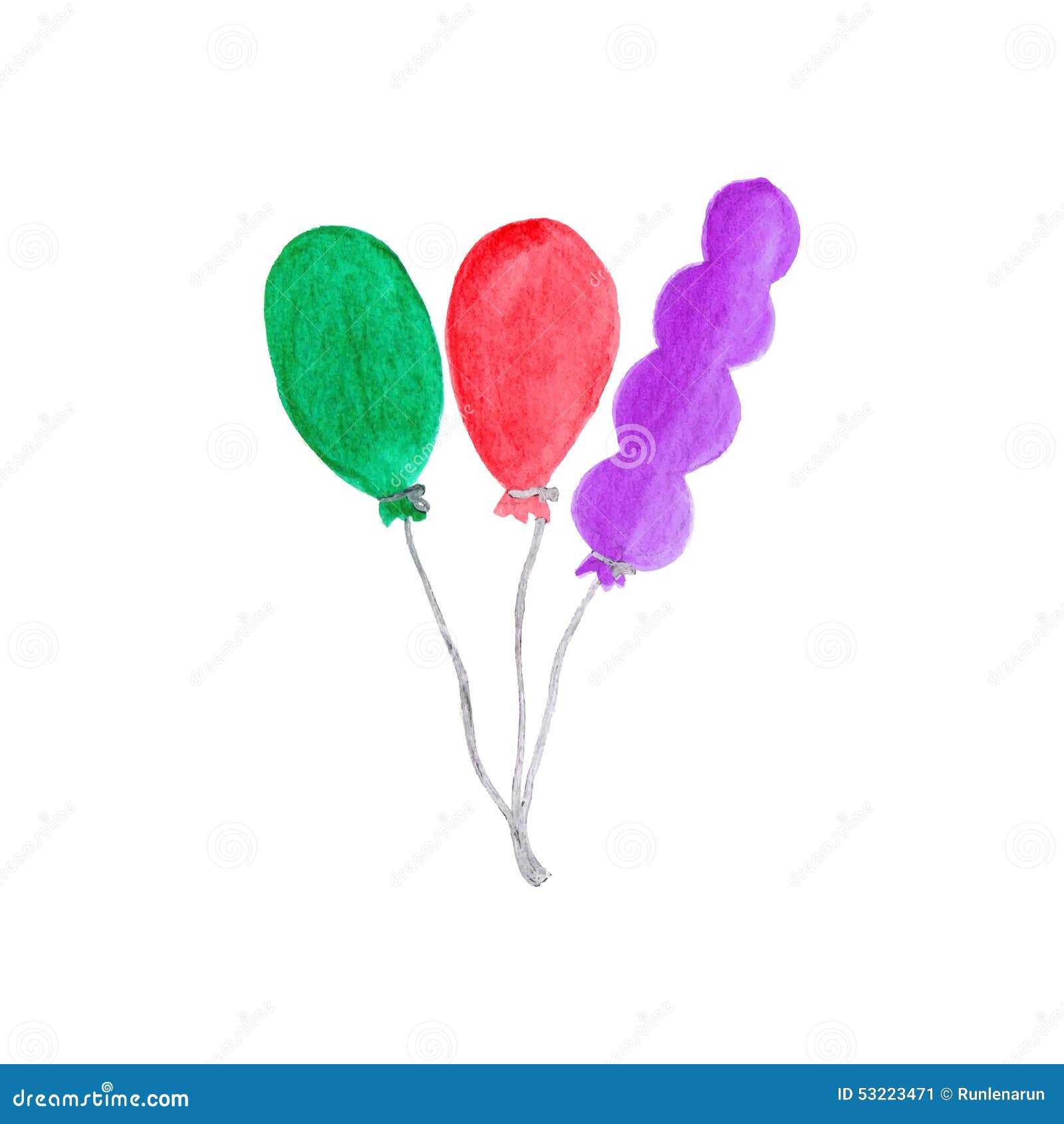 Baloons variopinti dell'aria Oggetto dell'acquerello sul