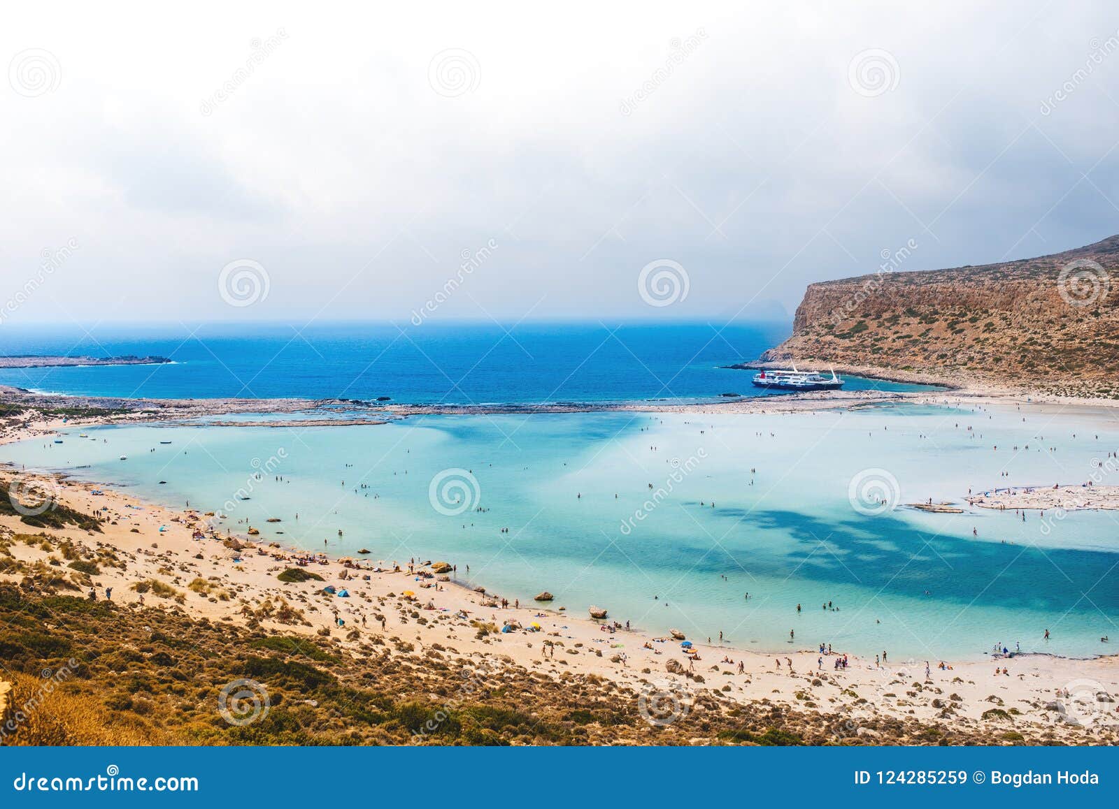 balos island in crete, greece. landscape of mediterranean sea with diferent shades of turquoise
