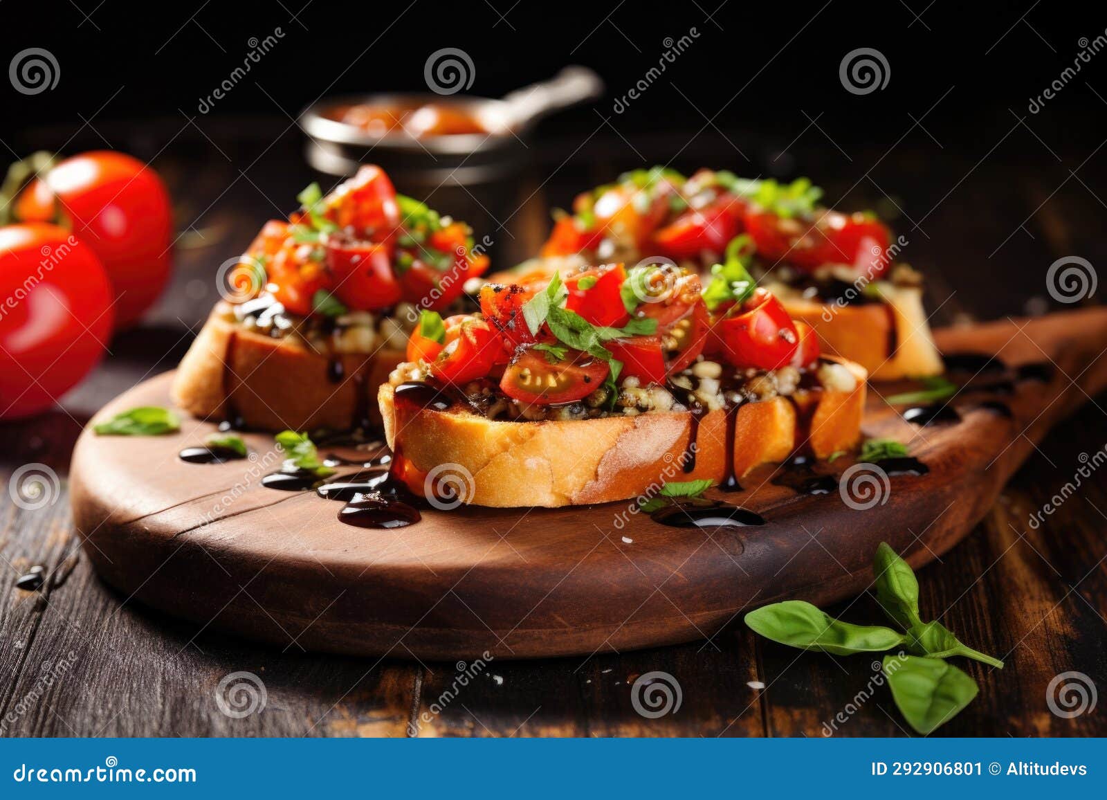 Balsamicglazed Bruschetta with Cherry Tomatoes Stock Image Image of appetizer, healthy 292906801