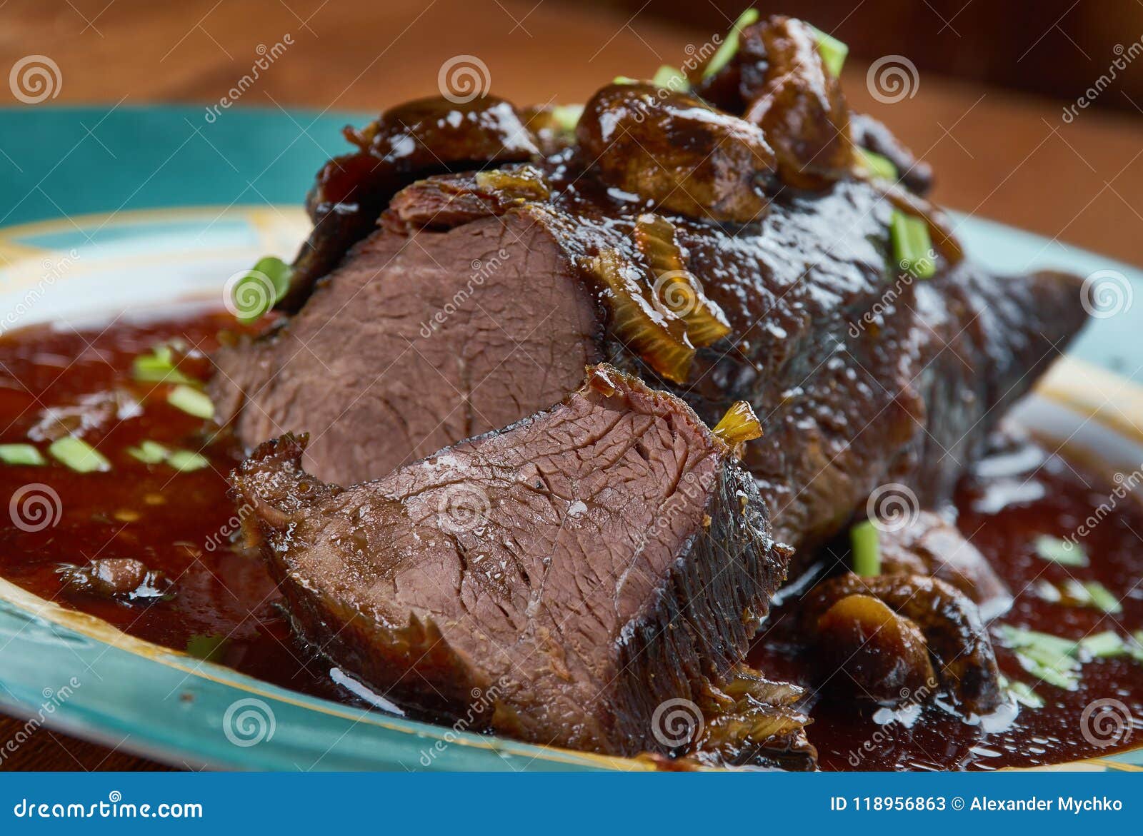 Balsamic Glazed Roast Beef stock image. Image of board 118956863