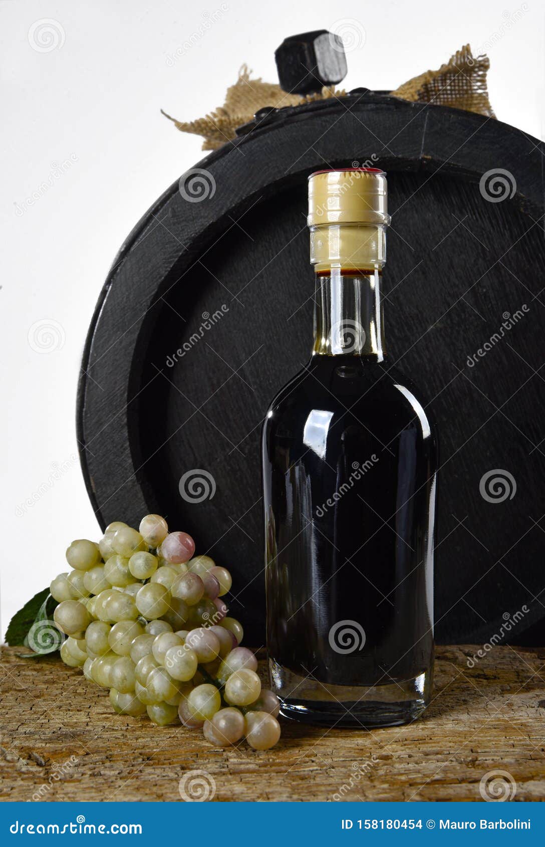 Balsamic Vinegar and Bunch of Grapes Stock Photo Image of bottle, aceto 158180454