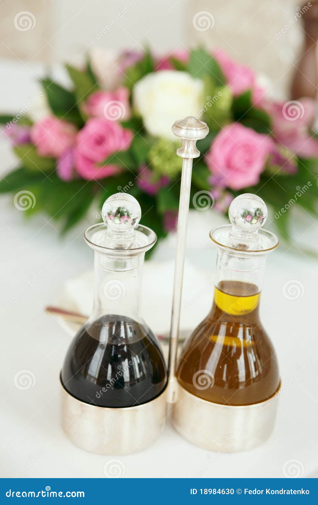Balsamic Vinegar and Olive Oil on Arranged Table Stock Photo Image of