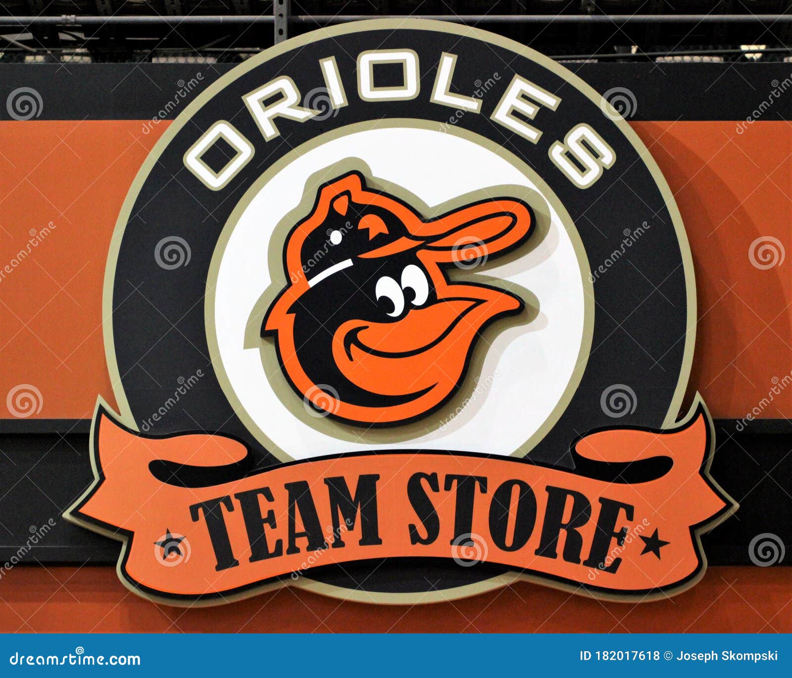 Orioles Team Store Sign editorial stock photo. Image of maryland