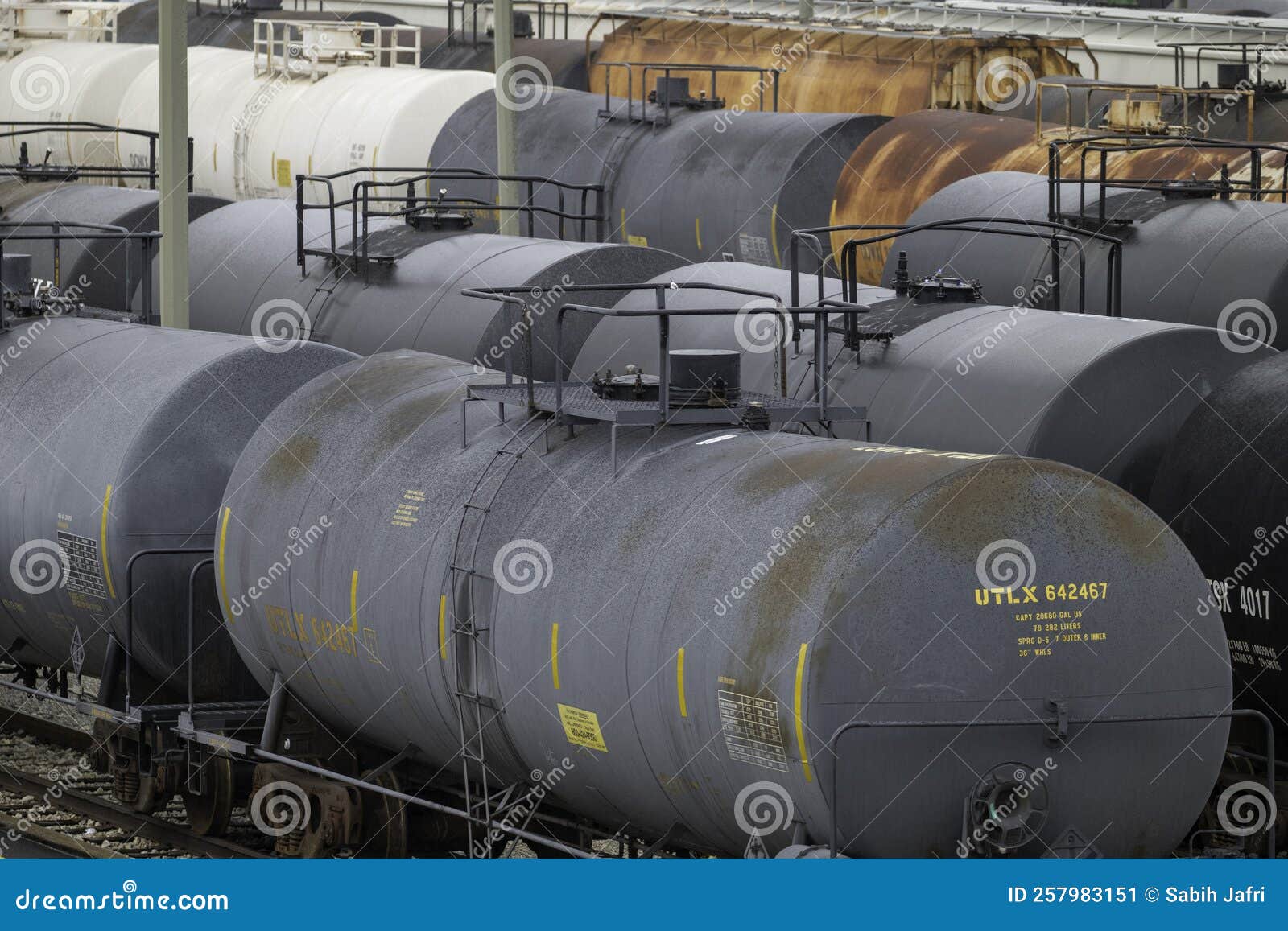 Baltimore, MD October 2 2022 Rail Yard with Train Cars Waiting for