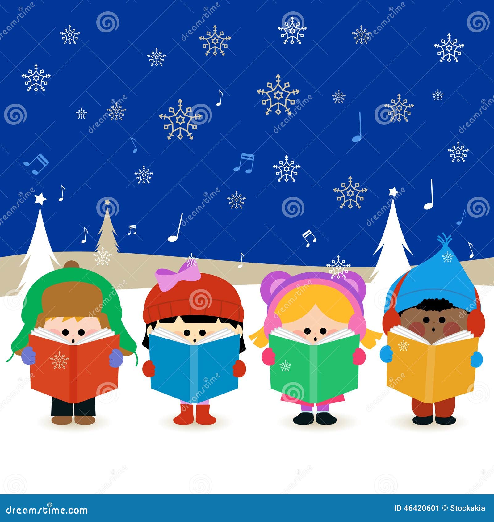 Bambini che cantano le canzoni di Natale Immagine Stock