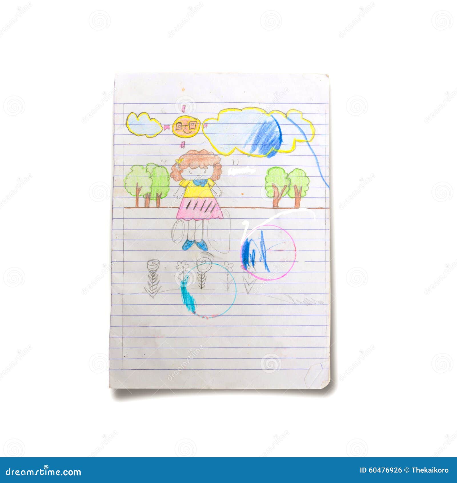 Bambini che disegnano arte sul libro Libera da Diritti