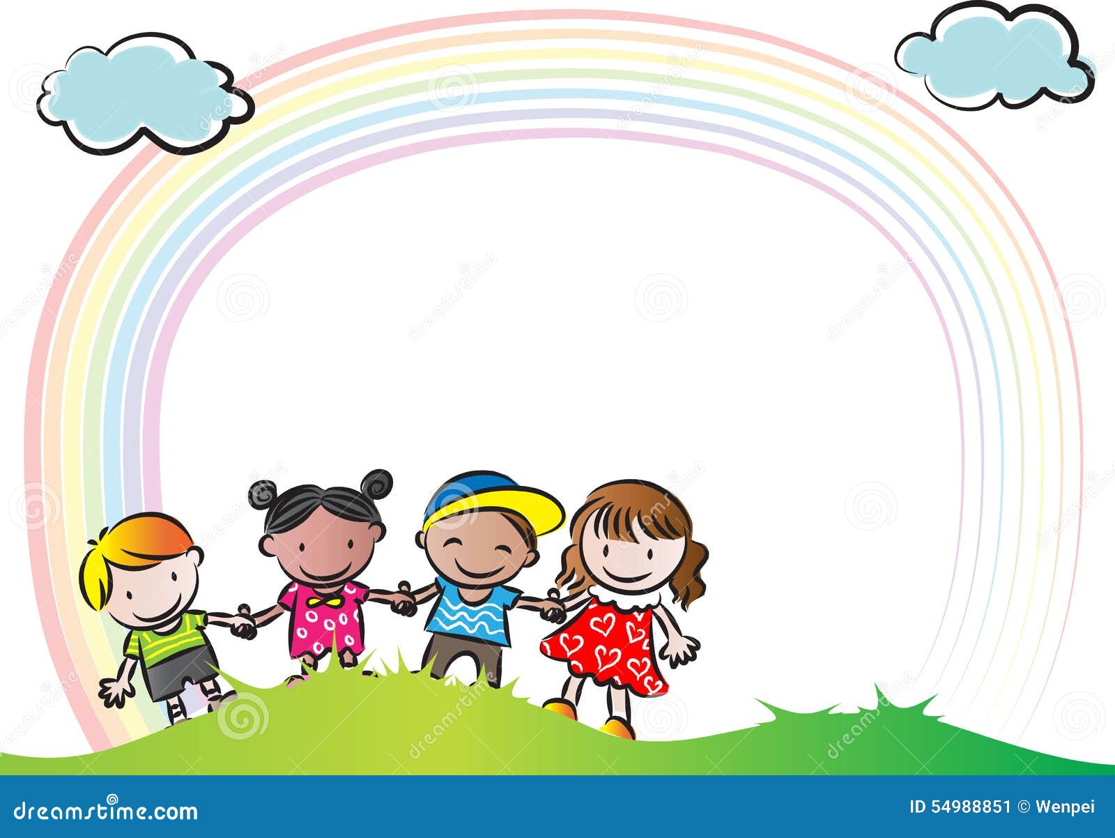 Bambini con l arcobaleno nei precedenti Immagine Stock