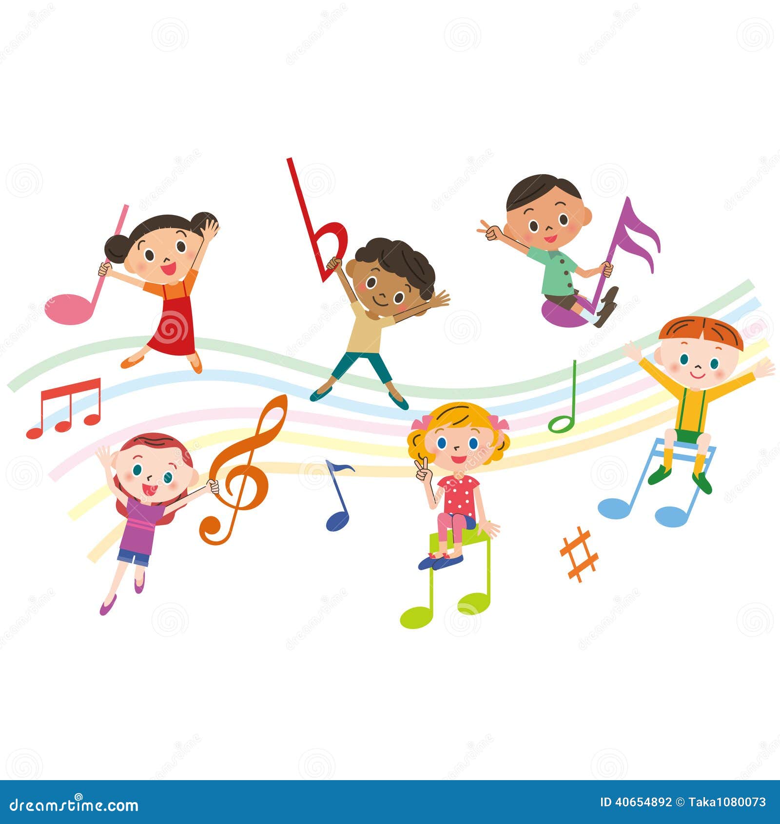 Bambini Con Le Note Di Musica Illustrazione Vettoriale - Illustrazione di  bambino, canti: 40654892