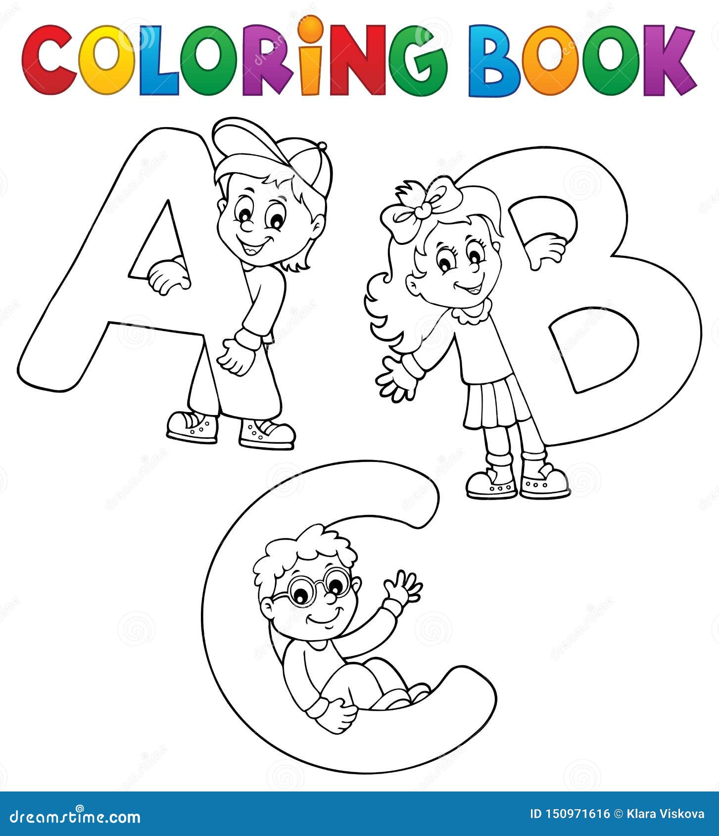 Bambini Del Libro Da Colorare Con Le Lettere ABC Illustrazione Vettoriale -  Illustrazione di caratteri, sguardo: 150971616