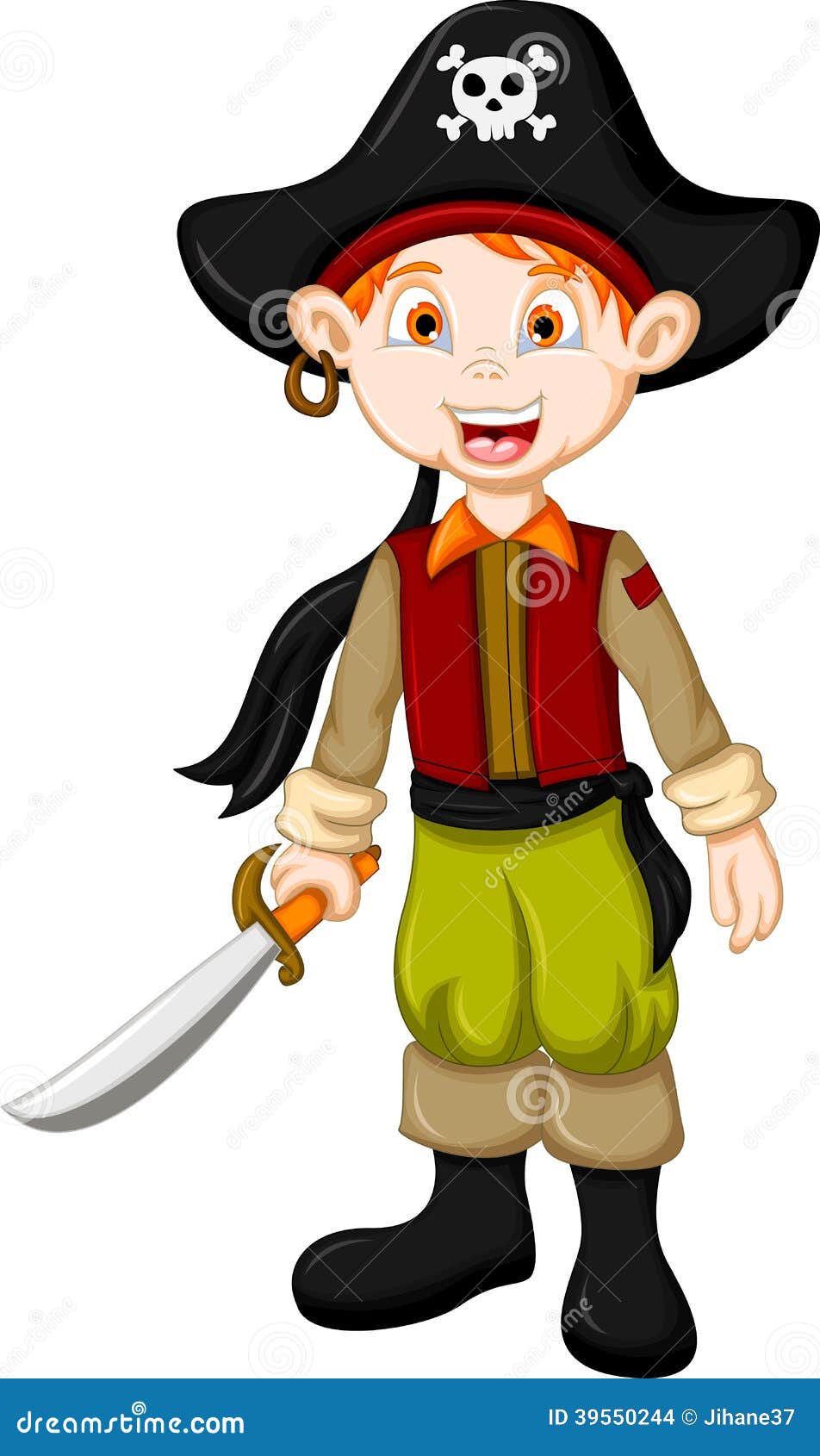 Bambino Del Pirata Del Fumetto Con La Spada Illustrazione di Stock -  Illustrazione di sorriso, ragazzi: 39550244