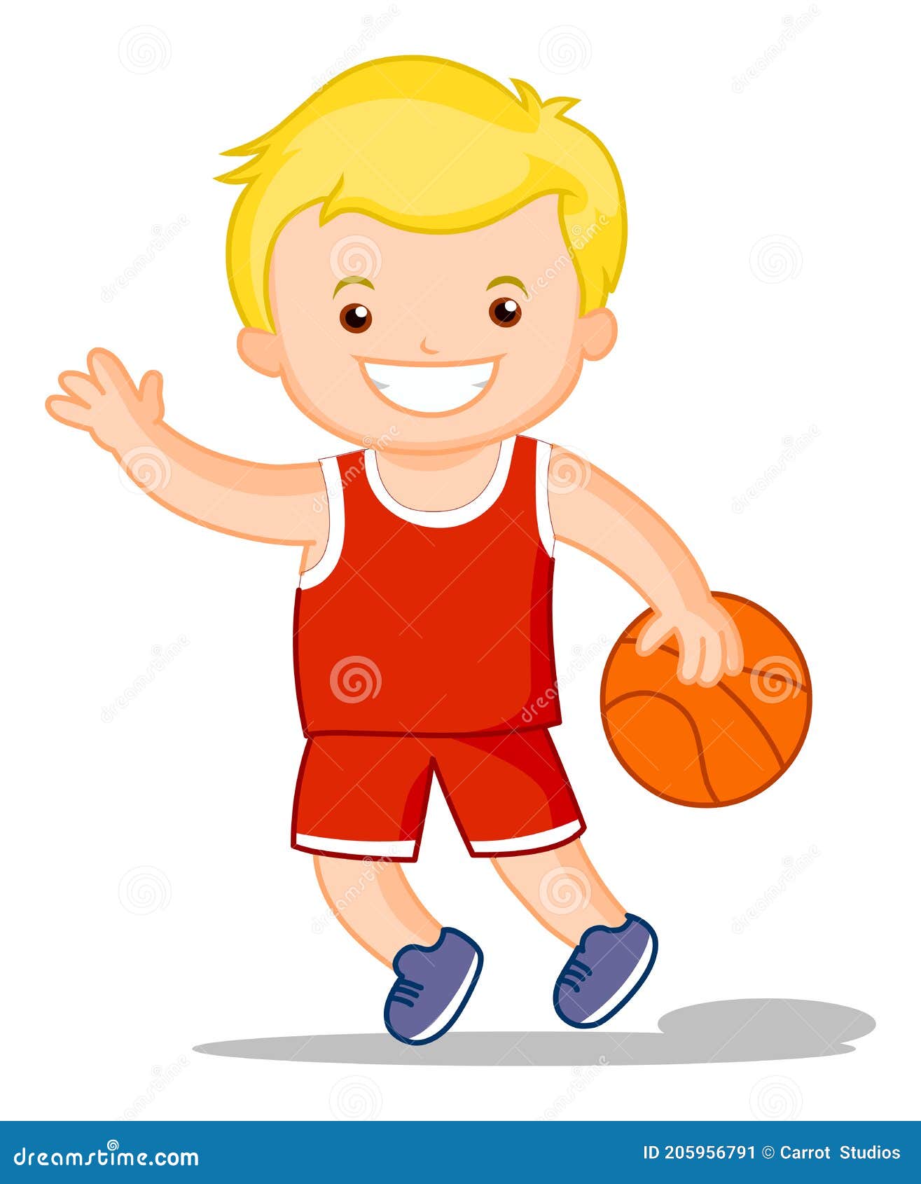 Bambino Di Un Cartone Animato Che Gioca a Basket Illustrazione Vettoriale -  Illustrazione di bambini, concorrenza: 205956791